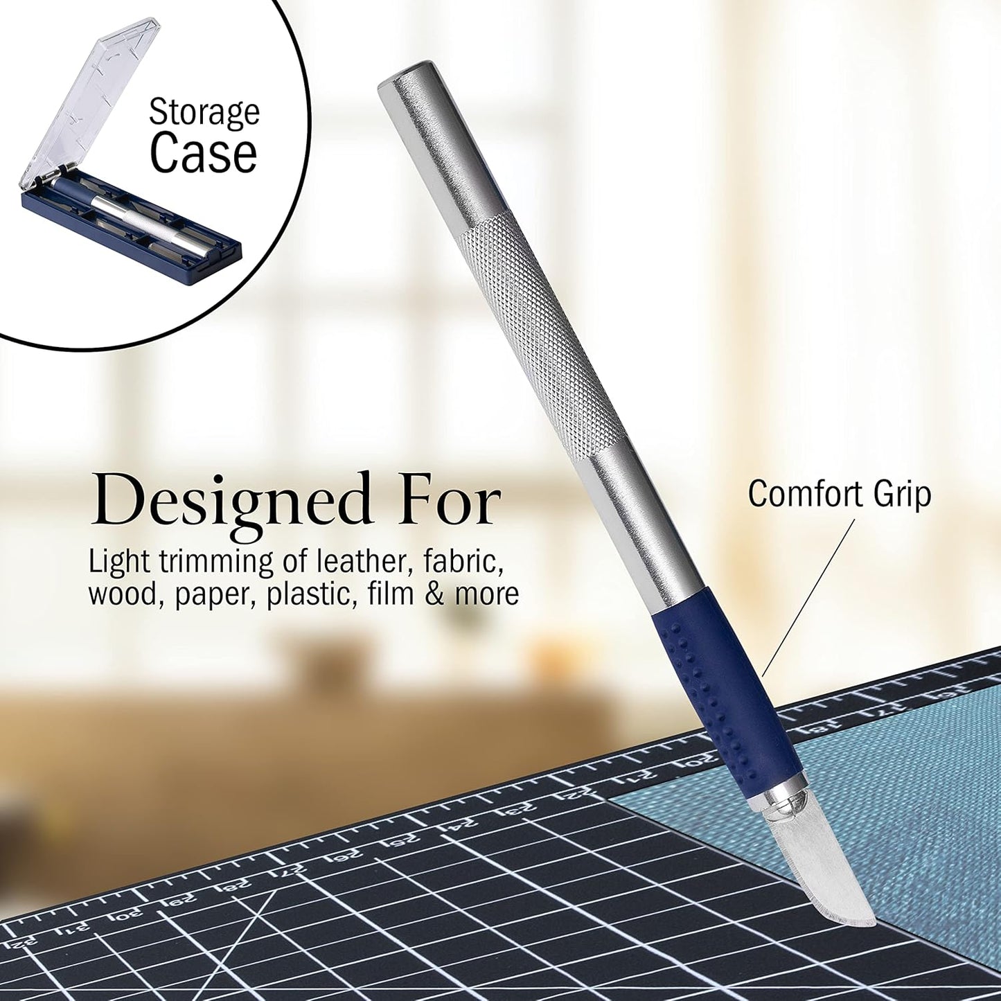 WA Portman Hobby Knife Set – 1pc Precision Knife with 6 Assorted Carbon Steel Hobby Blades – 7pc Craft Knives Kit for Cutting, Carving, Modeling, and DIY Craft Projects