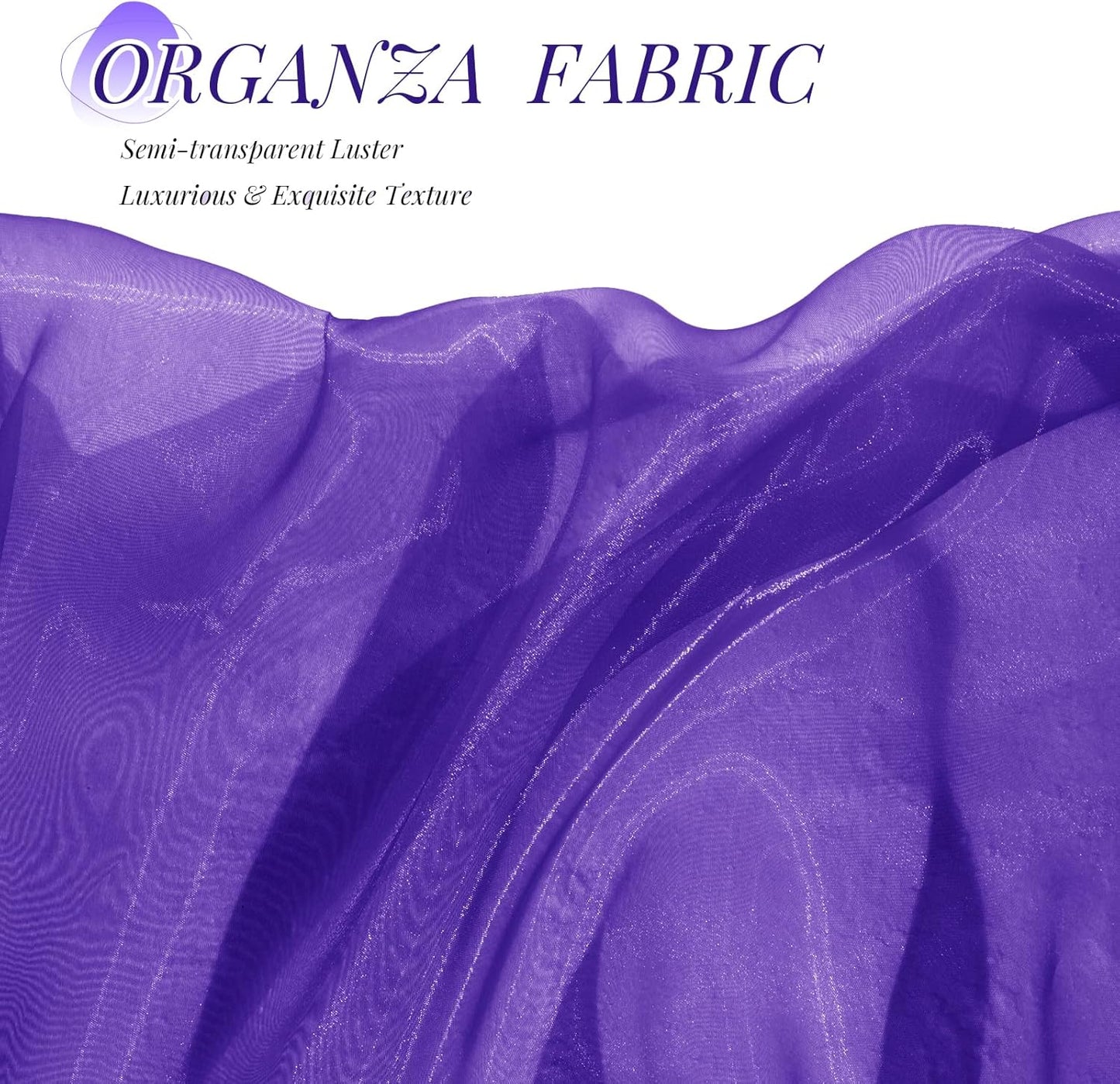 P Pothuiny Sheer Organza Fabric by The Yard, 1 Yard x 60 Inch Wide Bridal Purple Organza Tulle Fabric Roll Shiny Gauze Fashion Dress Sewing Craft for Wedding Party Decorations Backdrop