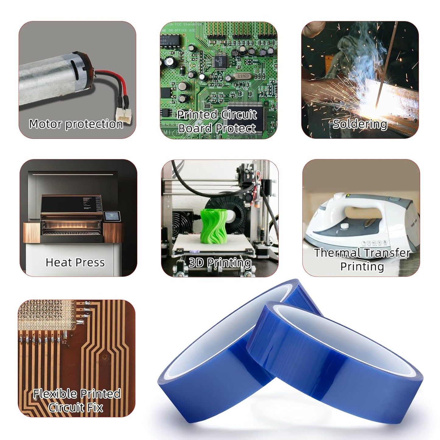 ROSEUP 5 Rolls 0.8 Inch x 108 Ft Blue Heat Resistant Tape, Heat Transfer Tape, Strong Heat Resistance, Long-Lasting Adhesion for Industrial Printing & Label Transfer