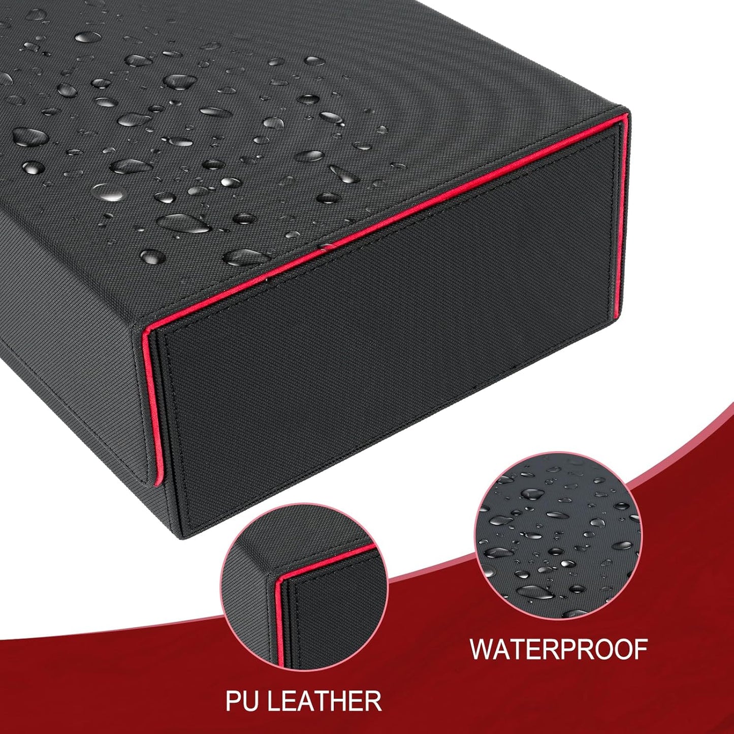 Card Deck Box,X-Large Premium Trading Card Storage Case with Mat and Dice Compartment,Magnetic Game Deck Display Case Compatible with MTG/TCG/Yugioh/Magic/Commander(Black＆Red)