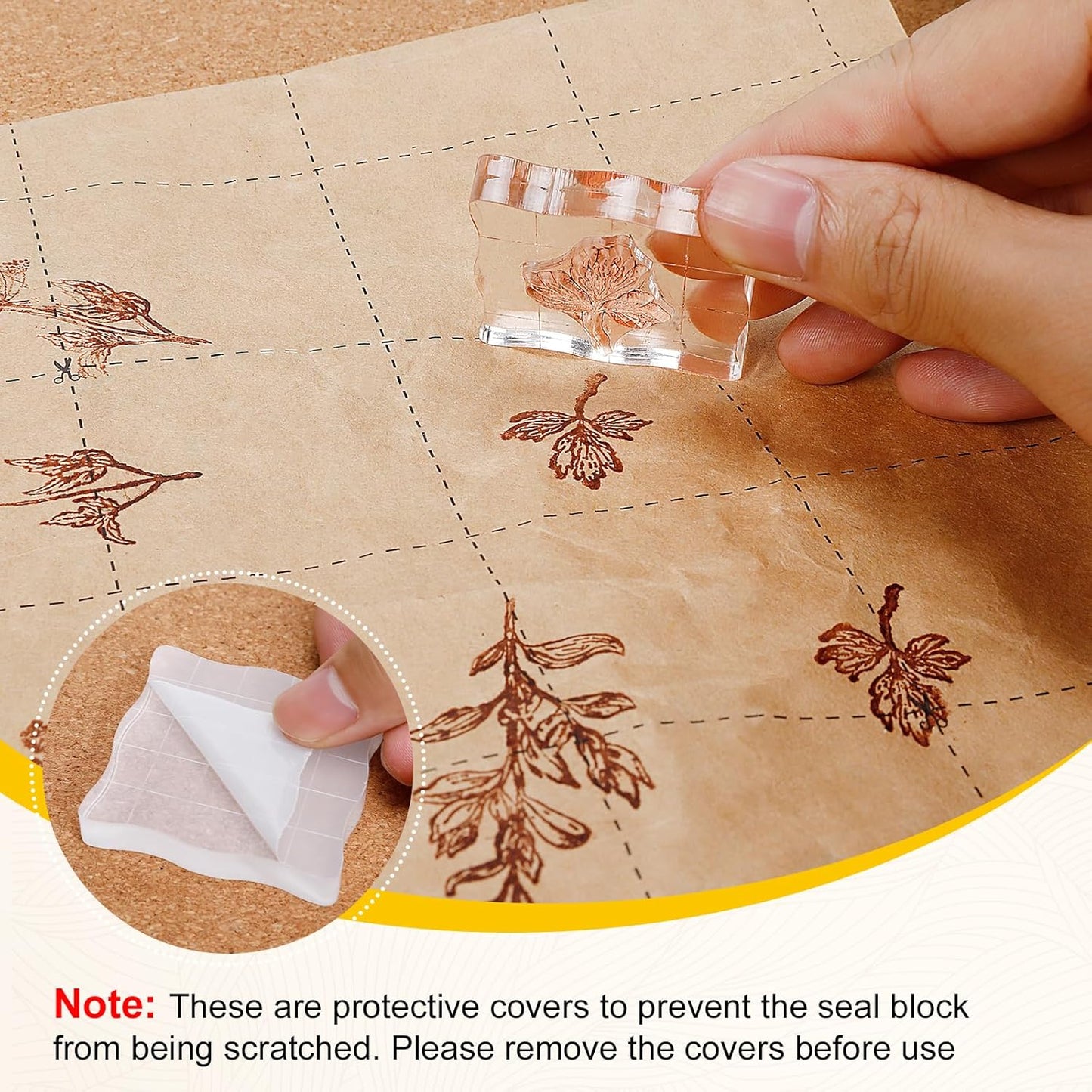 UCEC 7 Pieces Acrylic Stamp Block Assorted Sizes Clear Acrylic Mounting Blocks Set, Decorative Stamp Blocks with Grid Lines for Scrapbooking Crafts Making