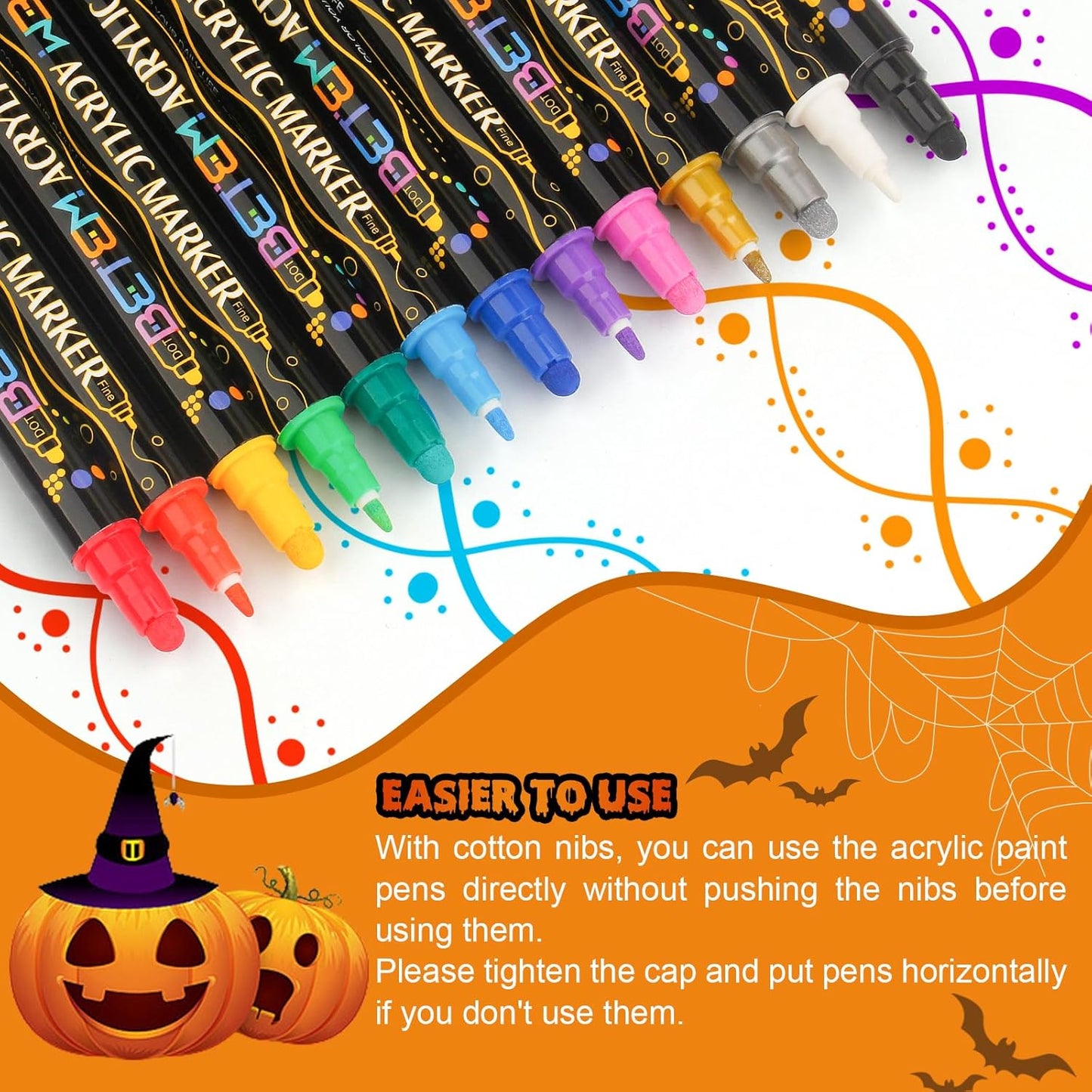 Betem Acrylic Paint Markers Pens, Dual Tip 72 Colors Premium Paint Pens Acrylic Markers for Wood, Fabric, Canvas, Stone, Rock Painting, Glass, Ceramic Surfaces, DIY Crafts Making Art Supplies with Bag