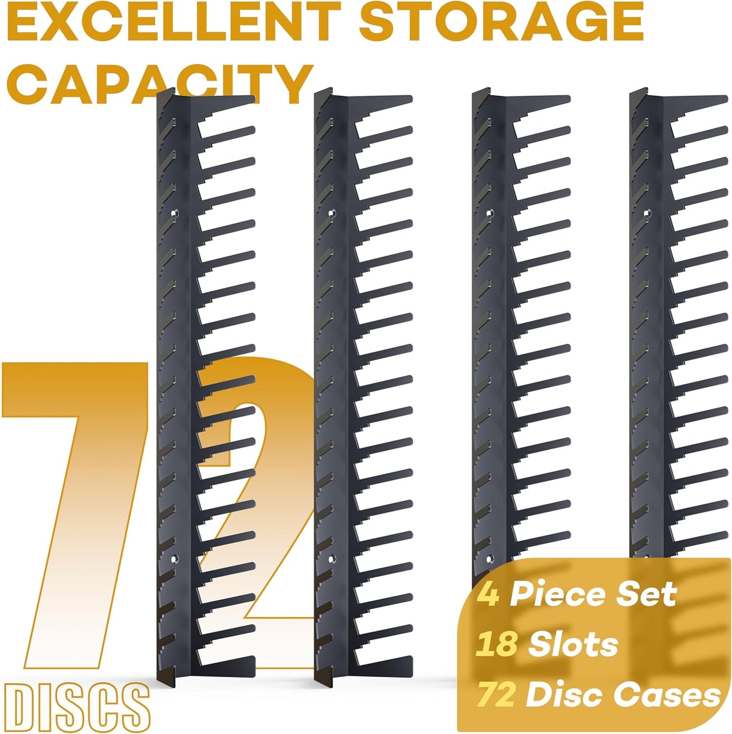 Funturbo Video Game Storage Wall Mount Game Case Holder, Metal Wall Mounted Media Storage Shelves for PS, Xbox, Switch Game Organizer (4-Pack)