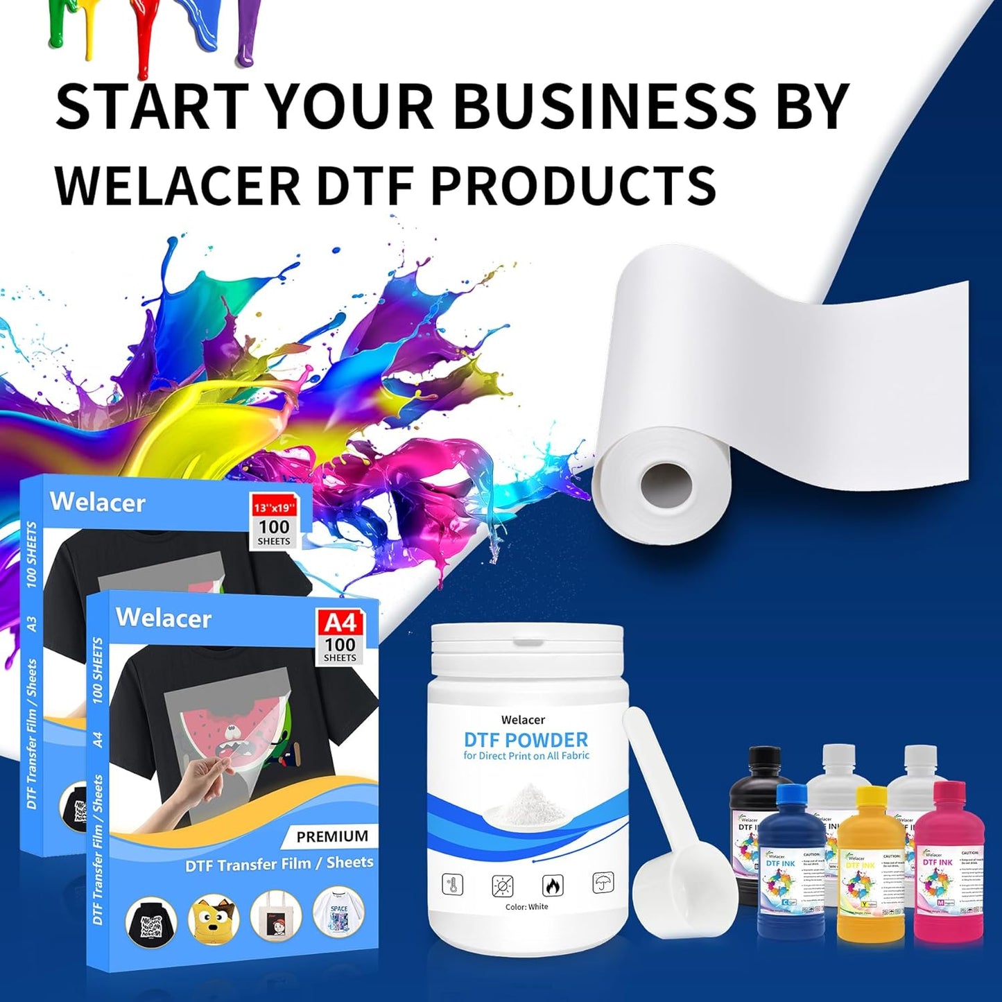 DTF Ink White 1000ml for I3200 XP600 R1390 L1800, ET-8550, ET-2850 XP-15000, R2400, L800, 1430, P400,P800,R2000, Heat Transfer Ink Conversion Kit Refill for All DTF Printers,for DTF Film