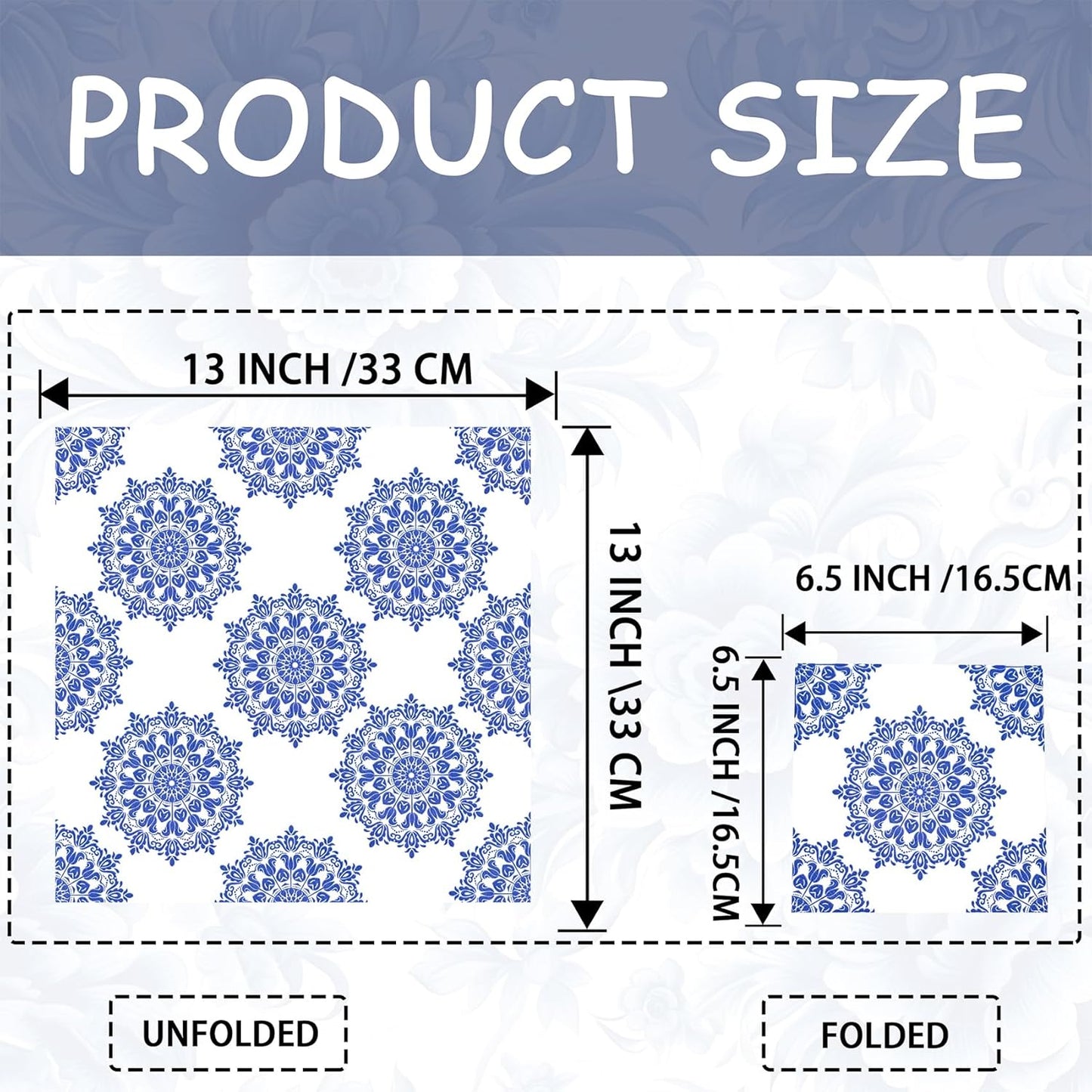 Decoupage Napkins Assorted Floral 27 Pack 9 Styles for DIY Crafting Birthday Party ， Decorative Decoupage Napkins Cocktail Paper ，Each Unfolded 13 Inch (Blue Floral)