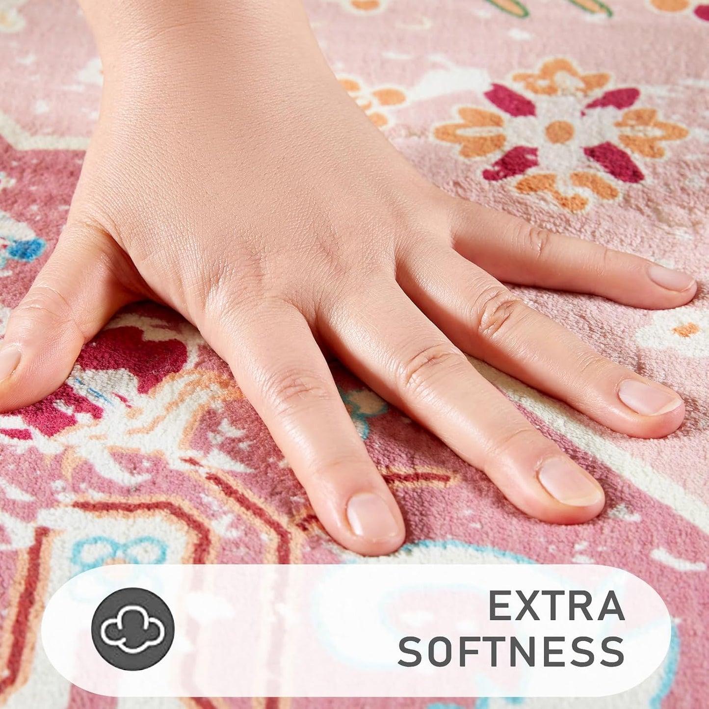 Washable Pink Rugs Boho Vintage Tropical Jungle 5x7 Area Rugs Jungle Oriental Carpet for Bedroom Kitchen Dining Living Room Office Distressed Indoor Cute Nursery Rug