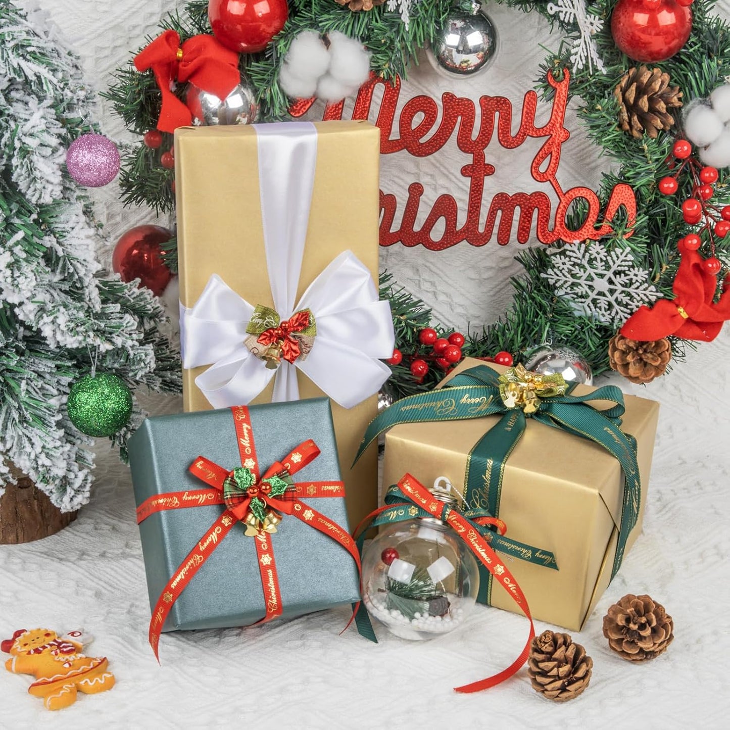 NESCCI Gold Matte Wrapping Paper,Solid Color Pearly-Lustre Paper-3 Roll,17 Inches X 32.8 Feet Per roll.Gift Wrapping Paper,Perfect for Wedding,Valentine's Day,Birthday, Christmas,Baby Shower