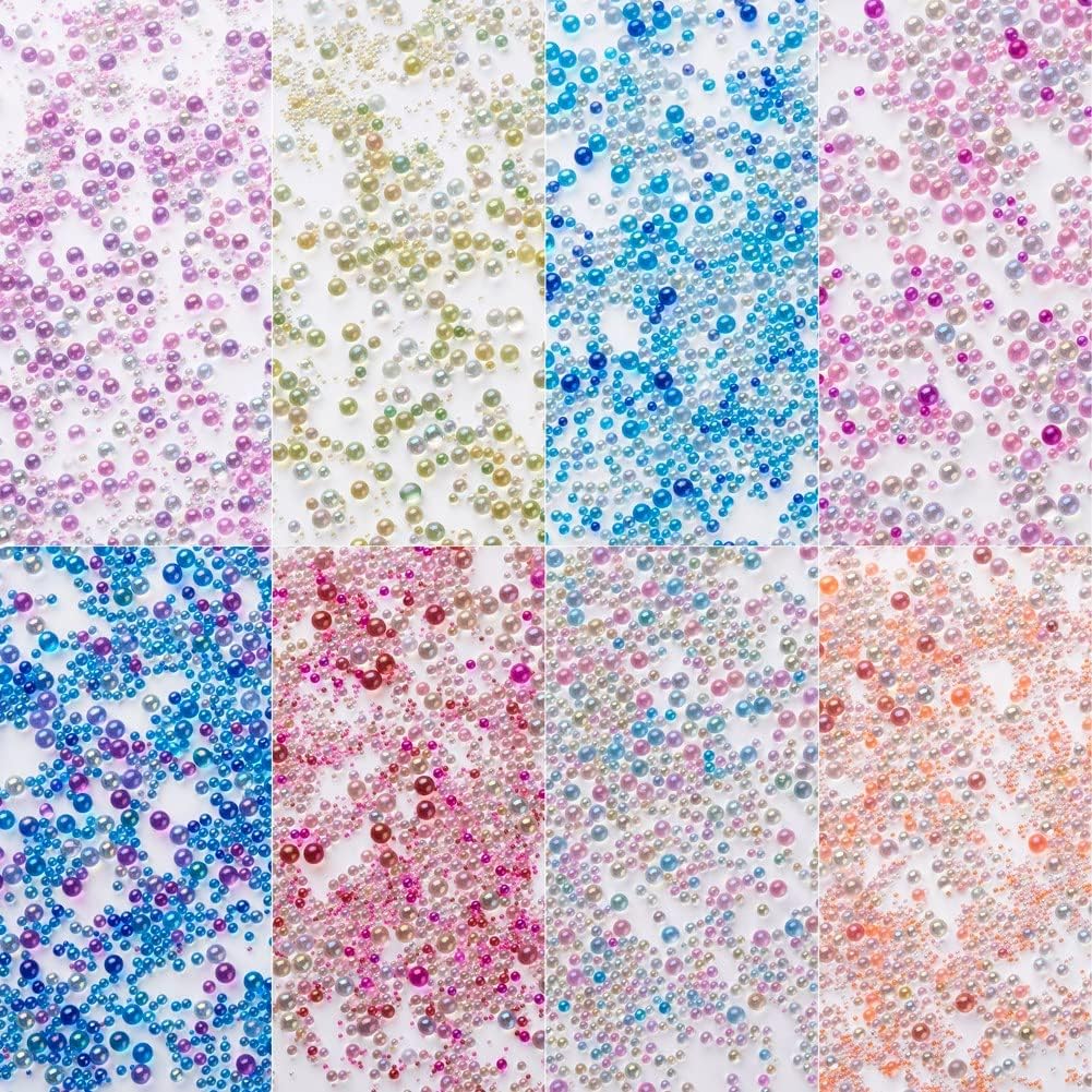 240g Mini Glass Bubble Beads 0.6-3mm Droplet Fillers Crystal Micro Caviar No Hole for Resin Inclusion DIY Pendant Jewelry Crafts Nail Art Decoration, 8 Colors