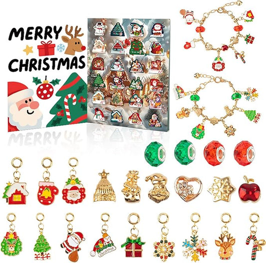 Advent Calendar, Jewelry Advent Calendar, DIY Bracelet Accessory 2025, 24 Days Making Jewelry Kit for Adults Women Kids Xmas Holiday
