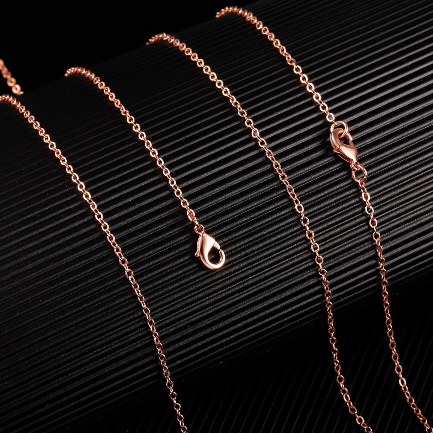 ALEXCRAFT Wholesale 12PCS Rose Gold Plated Solid Brass Chain Hypoallergenic Flat Cable Chains Link Bulk for Jewelry Making(18"(1.5MM))