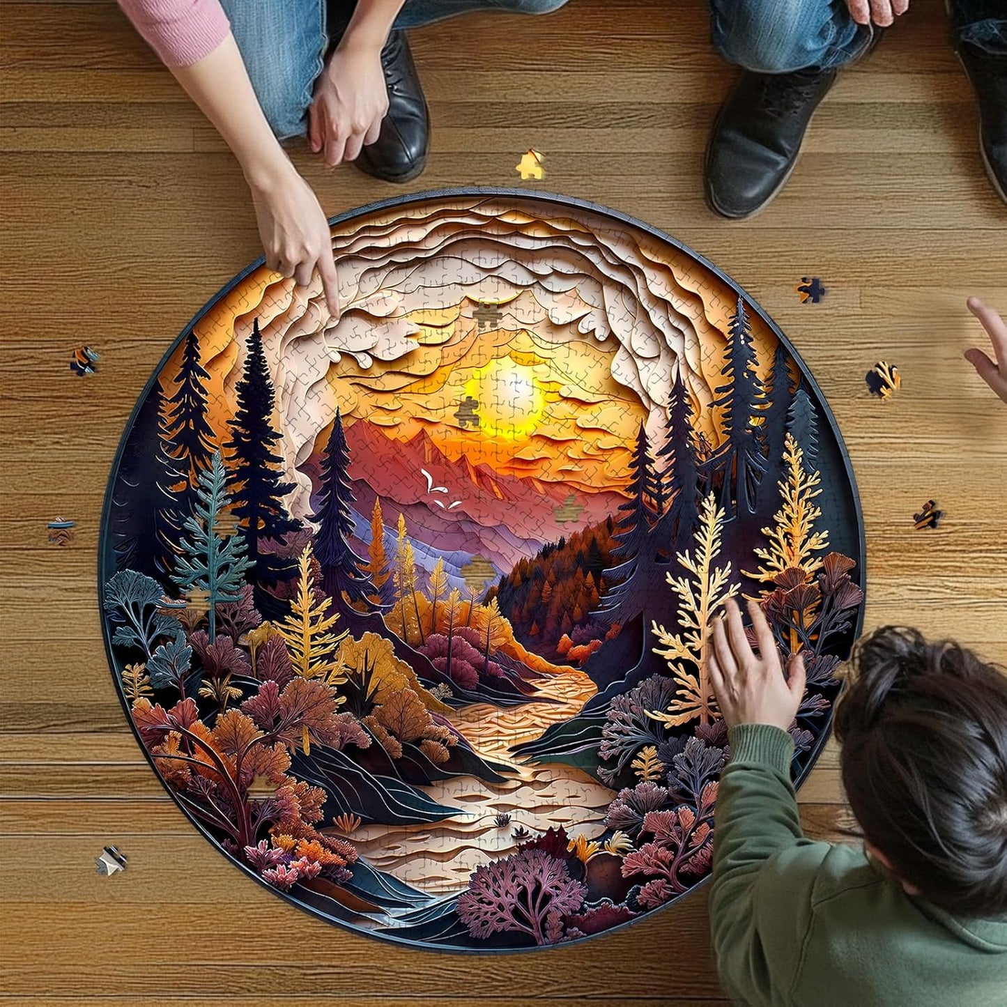 masseruon Round Puzzles for Adults 1000 Pieces-Naturelish Puzzle-26.6x26.6in Jigsaw Puzzles with HD Matte Finish-Hard Impossible Difficult for Adult-Challenging Gift for Puzzle Lovers