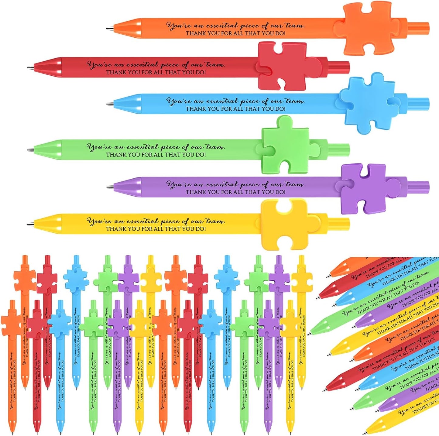 Eaasty 48 Pcs Employee Appreciation Gifts Bulk Inspirational Puzzle Pens Thank You Ballpoint Pens for Coworkers Staff Team Teacher Nurse Pastor Boss's Day Vet Tech Week Pharmacy Technicians Day Gifts