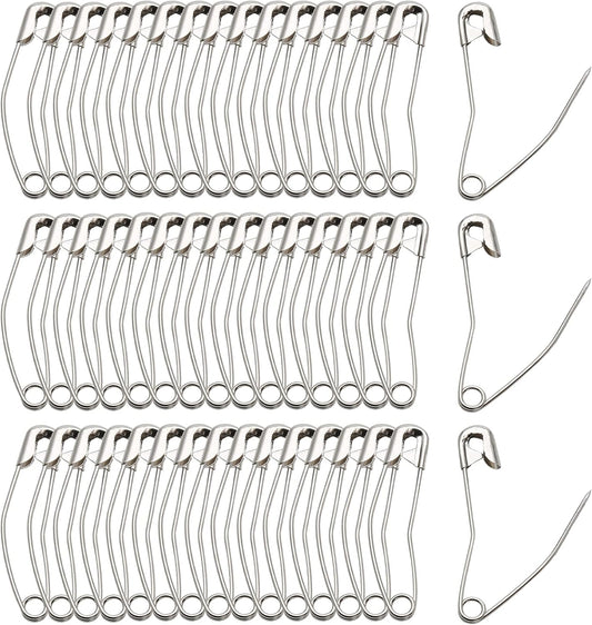 100Pcs Curved Safety Pins Size 3, 2" / 50mm Quilting Basting Pins, Bent Safety Pins for Quilting and Knitting (Sliver)