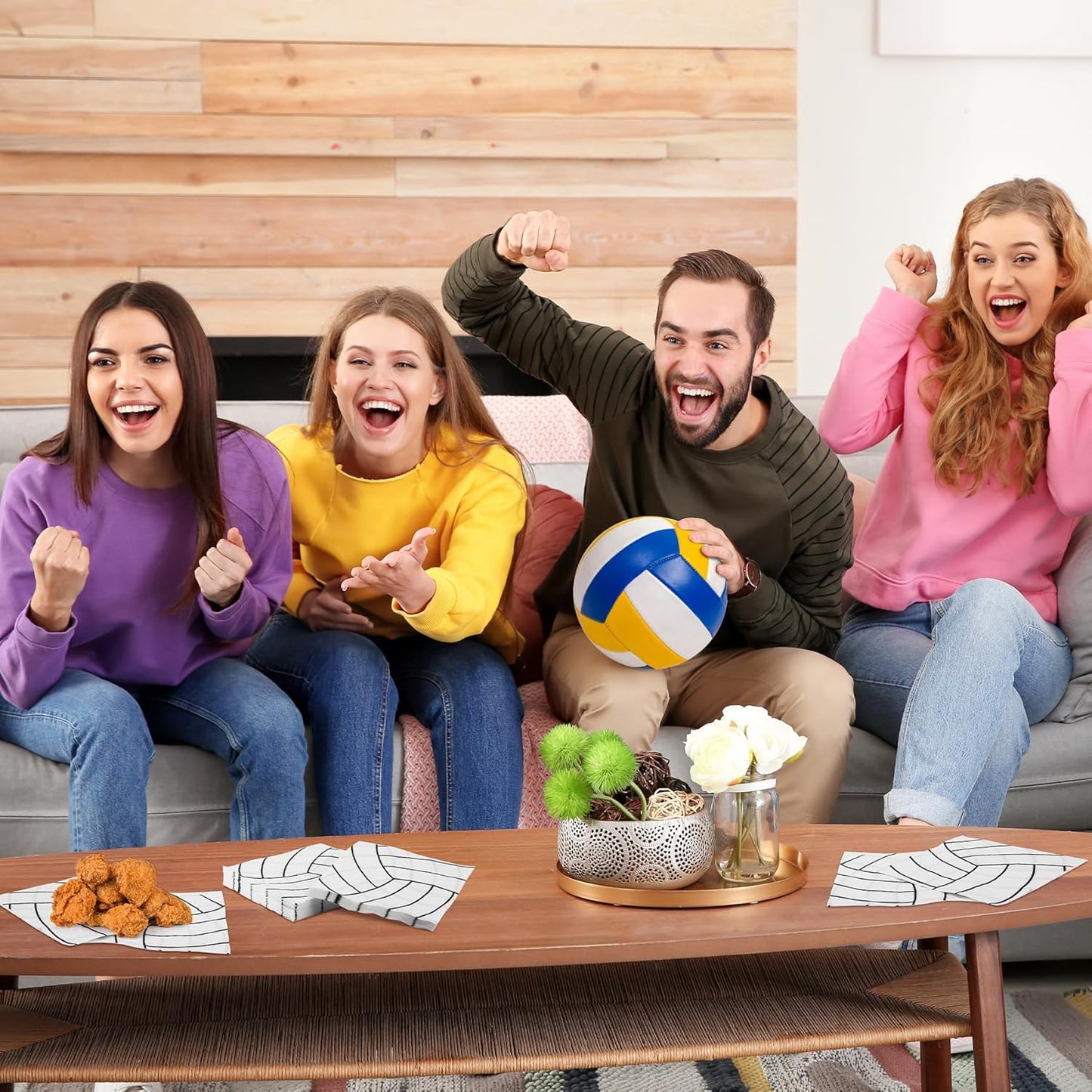 Aodaer 48 Count Volleyball-Themed Paper Napkins, 13 x 13 Inches Unfolded, 2-Ply Disposable Party Napkins for Volleyball Sports Party Supplies