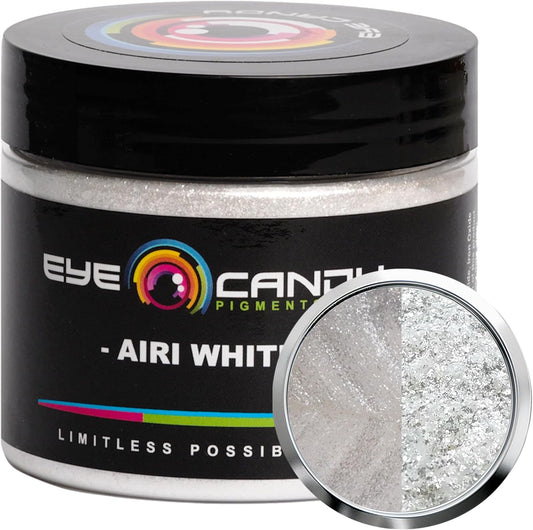 Eye Candy Pigments Premium White Mica Powder - Airi White (50gr) - for Epoxy, Resin, Soap, Paint, Woodworking, Acrylic Pouring, Bath Bombs, Fishing Lures - DIY Arts and Crafts Additive