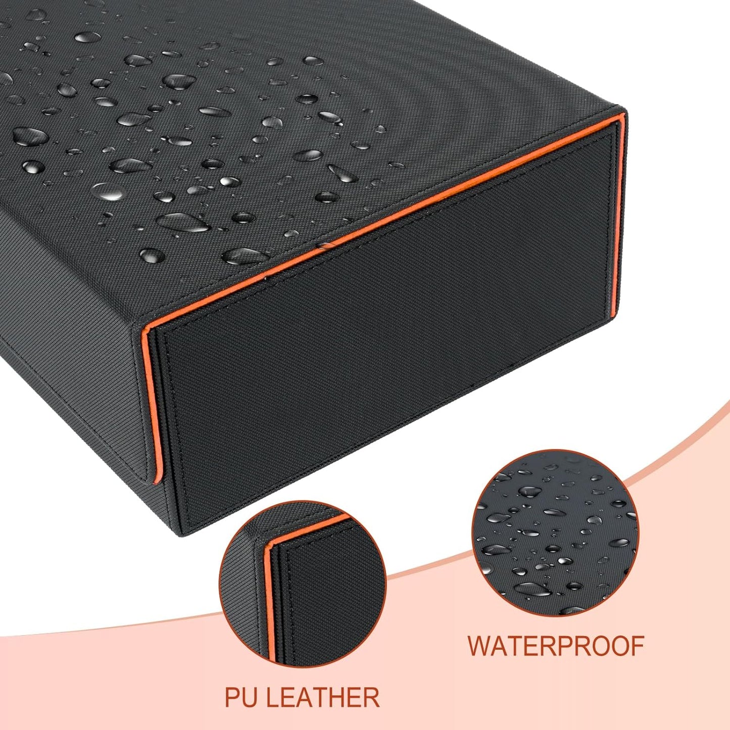 Card Deck Box,X-Large Premium Trading Card Storage Case with Mat and Dice Compartment,Magnetic Game Deck Display Case Compatible with MTG/TCG/Yugioh/Magic/Commander(Black＆Orange)