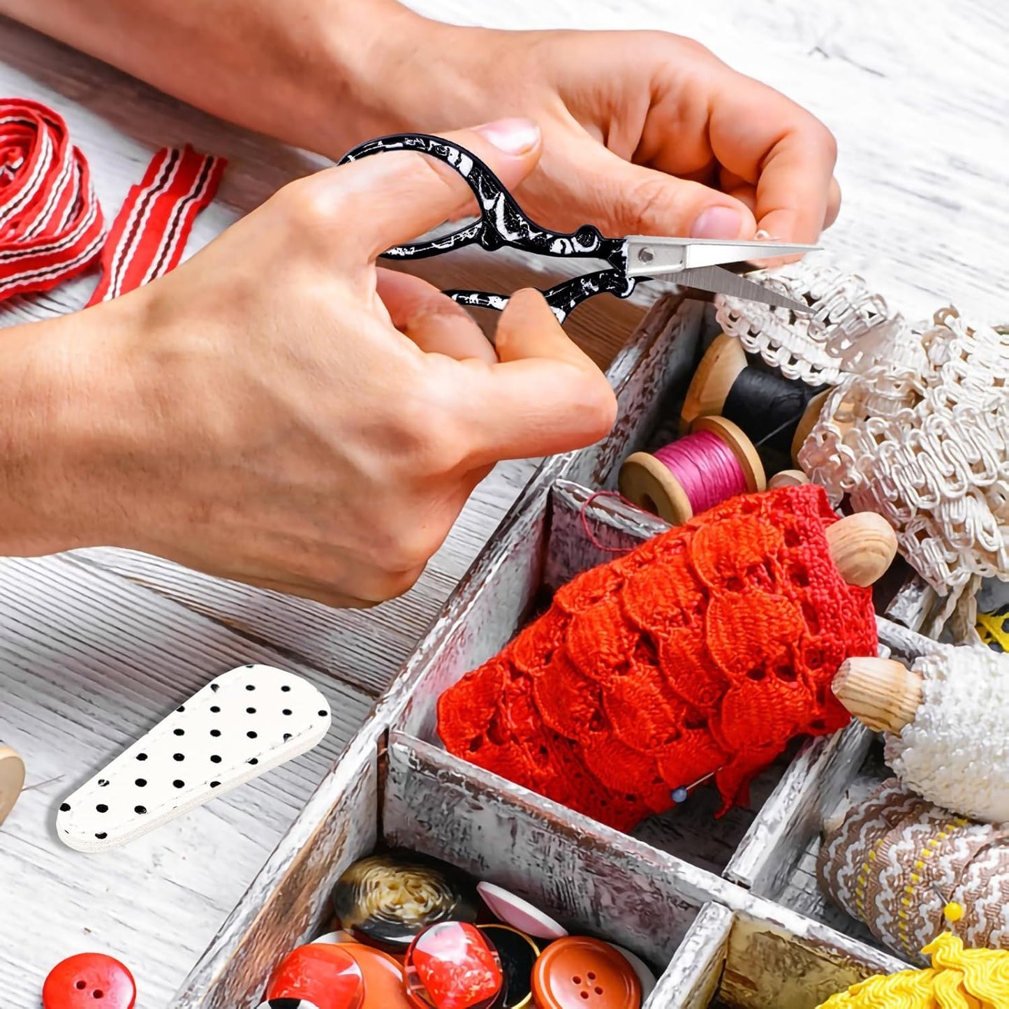 BIHRTC 4Pairs 3.6inch Embroidery Scissors with Leather Cover Stainless Steel Sharp Stork Threading Shears Needlepoint Scissors for Sewing Crafting Art Work Needlework Knitting