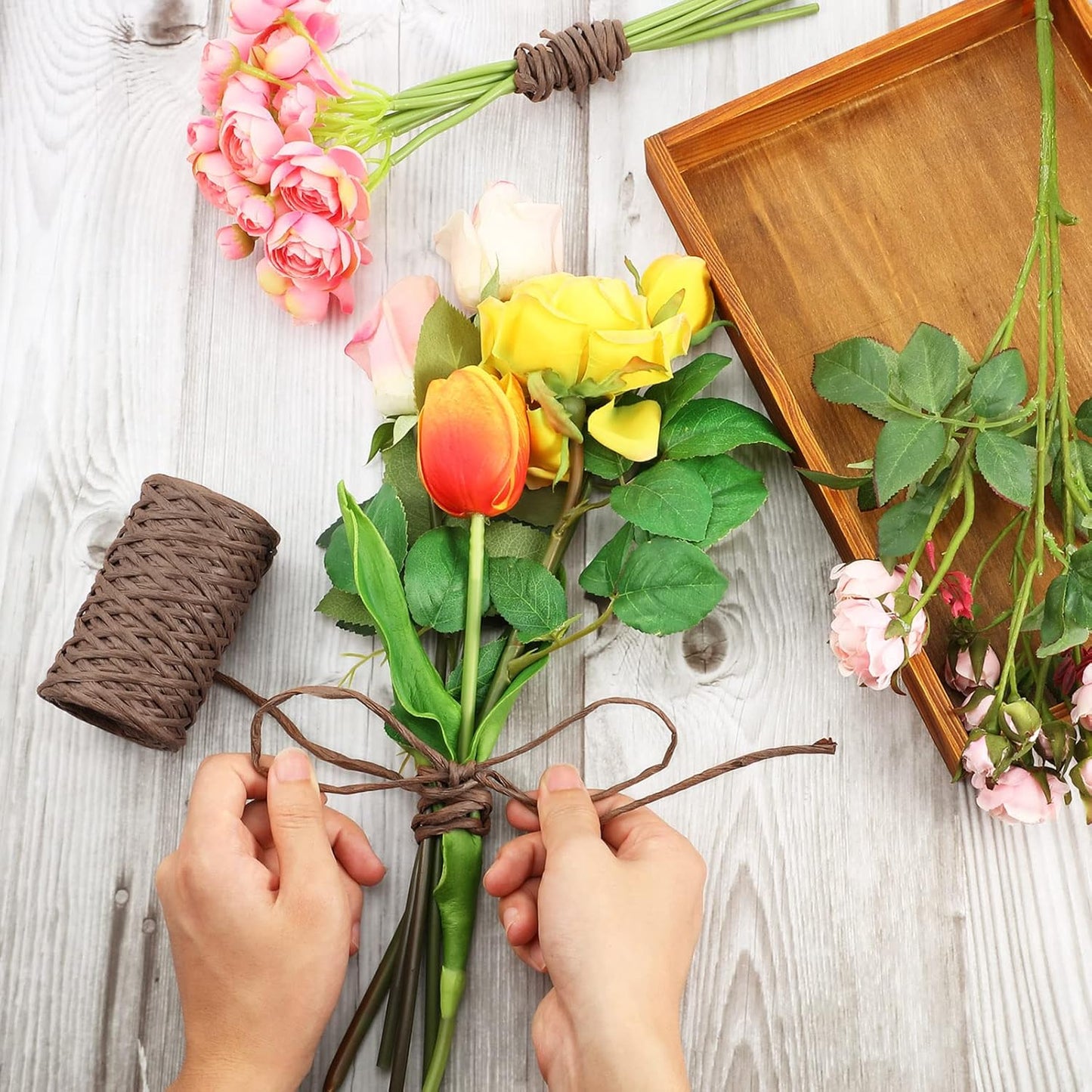 65 Feet Floral Wire Rustic Vine Bind Wire for Craft Wrapping Flower Bouquets(1 Roll,Dark Brown)