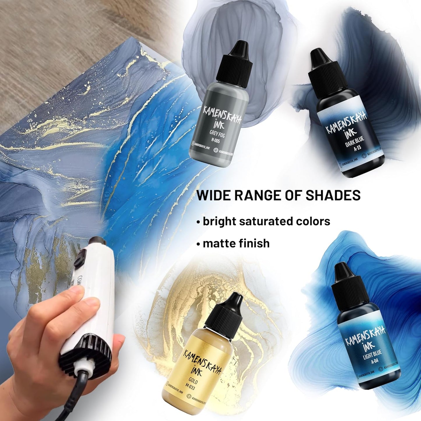 Alcohol Ink Set #13: Matched Color Combination of Alcohol Inks, 4 pcs. 0.51 fl oz (15 ml) Each