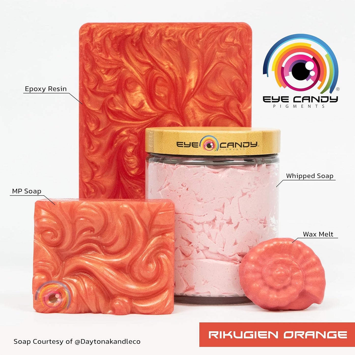 Eye Candy Pigments Premium Orange Mica Powder - Rikugien Orange (50gr) - for Epoxy, Resin, Soap, Paint, Woodworking, Acrylic Pouring, Bath Bombs, Fishing Lures - DIY Arts and Crafts Additive