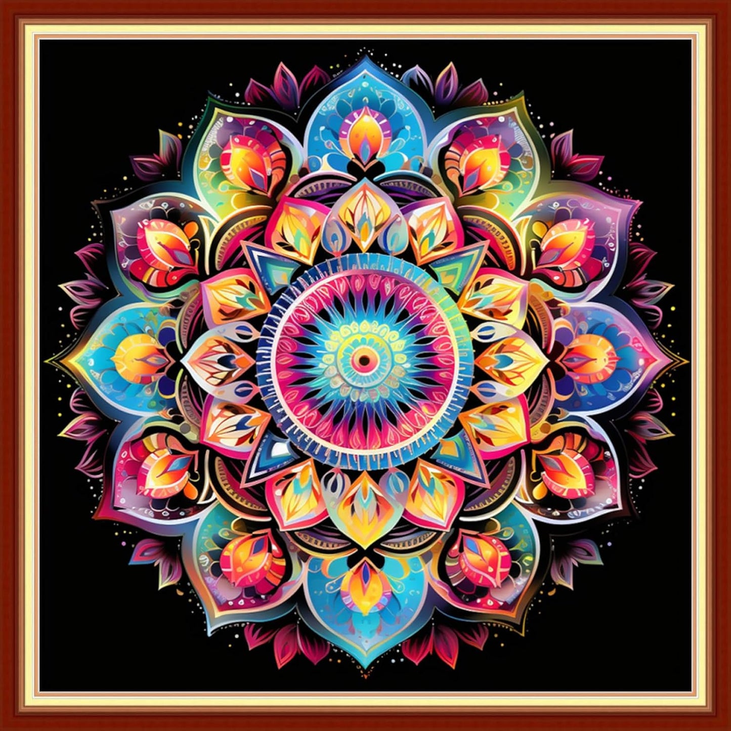 Joyhoor Cross Stitch Kits for Beginners Stamped Cross-Stitch Supplies Needlework preprint Embroidery Kits for Adults DIY Needlepoint Kits Embroidery Patterns 11CT-Colorful Mandala 18x18 inchs