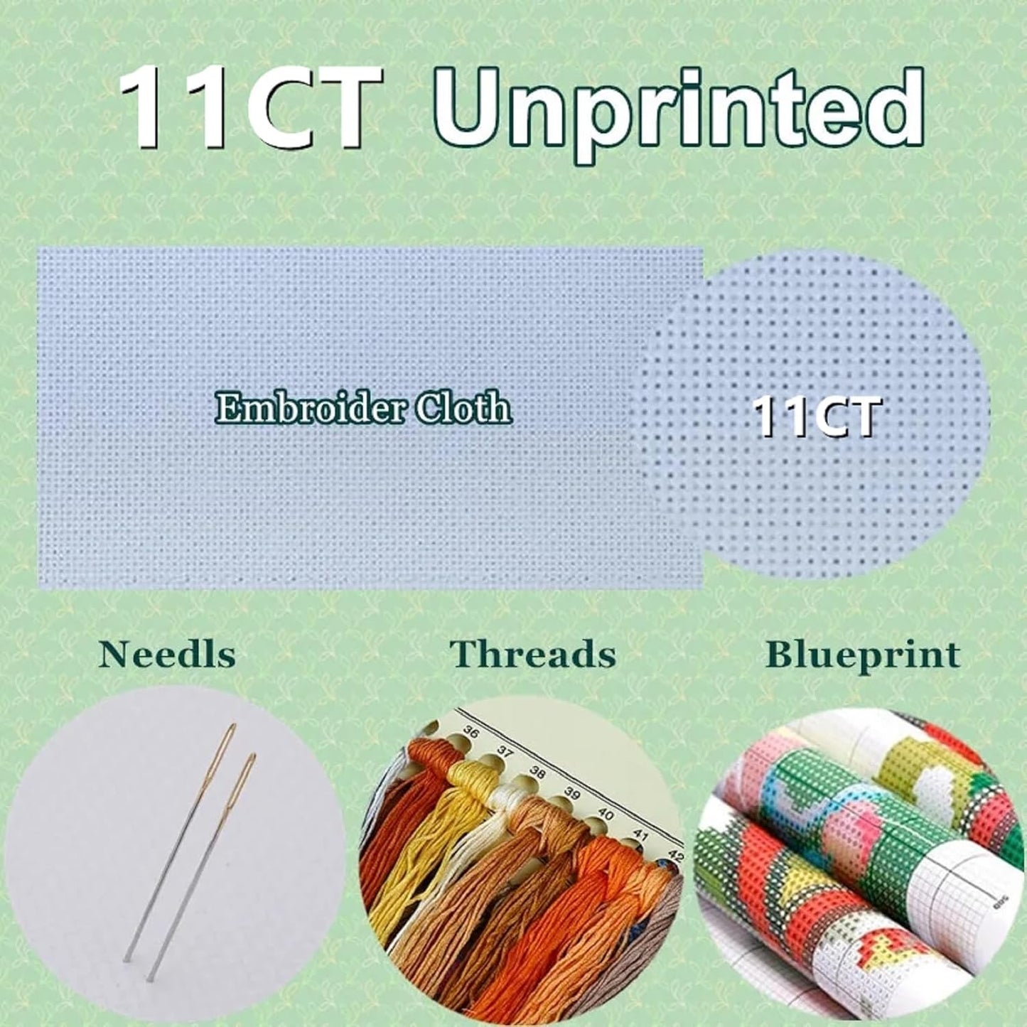 DMCXART Counted Cross Stitch Kits for Adults Needlepoint Kits Unprinted Cross Stitching Embroidery Kit 11CT Cross Stitch Supplies-Mountains, Rivers, Sunrise, Elk 18x18 inch