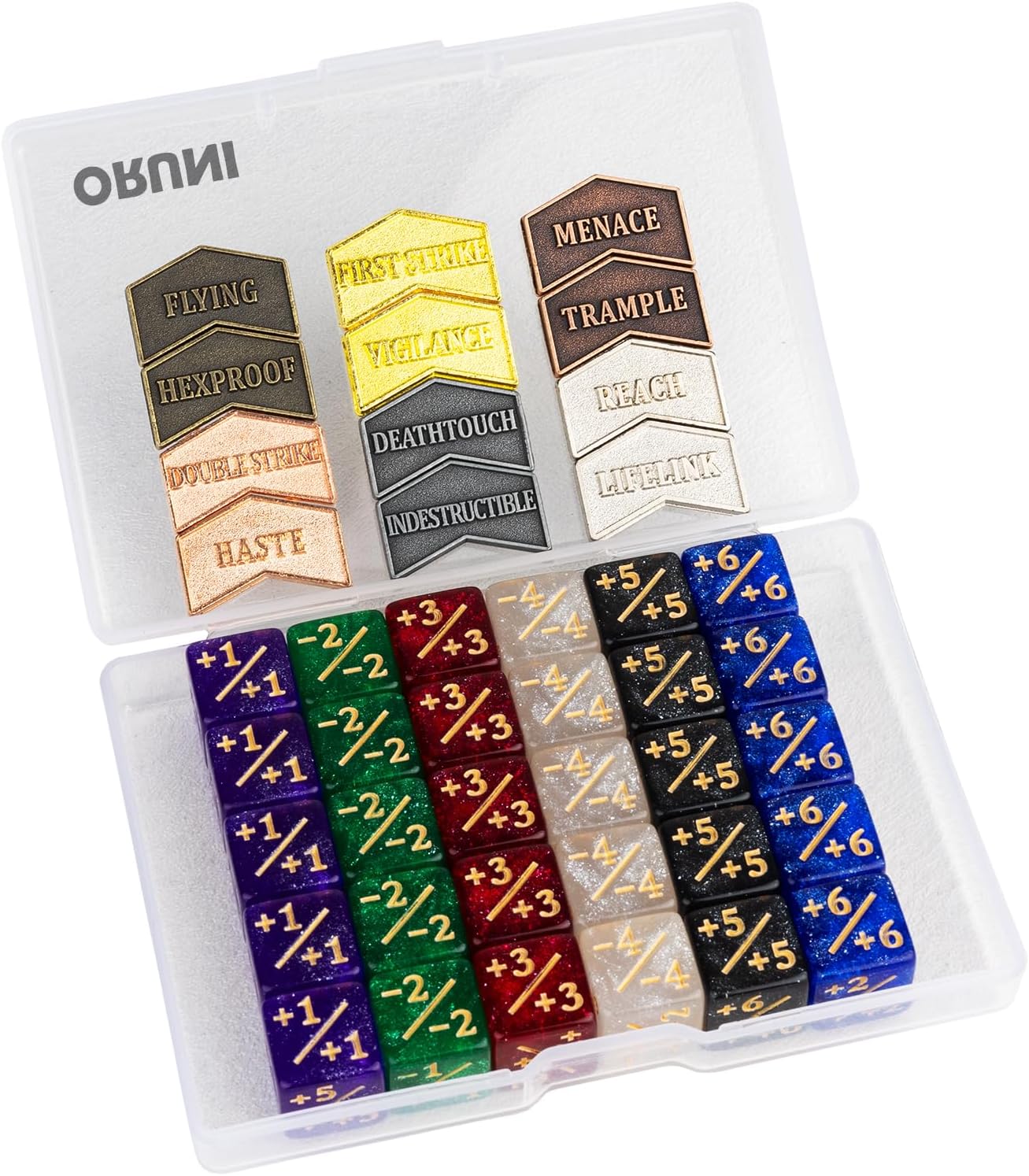 42 Pieces MTG Dice Counters 12mm Abilities Keywords Reversible Metal Tokens Counter Dice Set for MTG TCG Magic Card Games Accessories