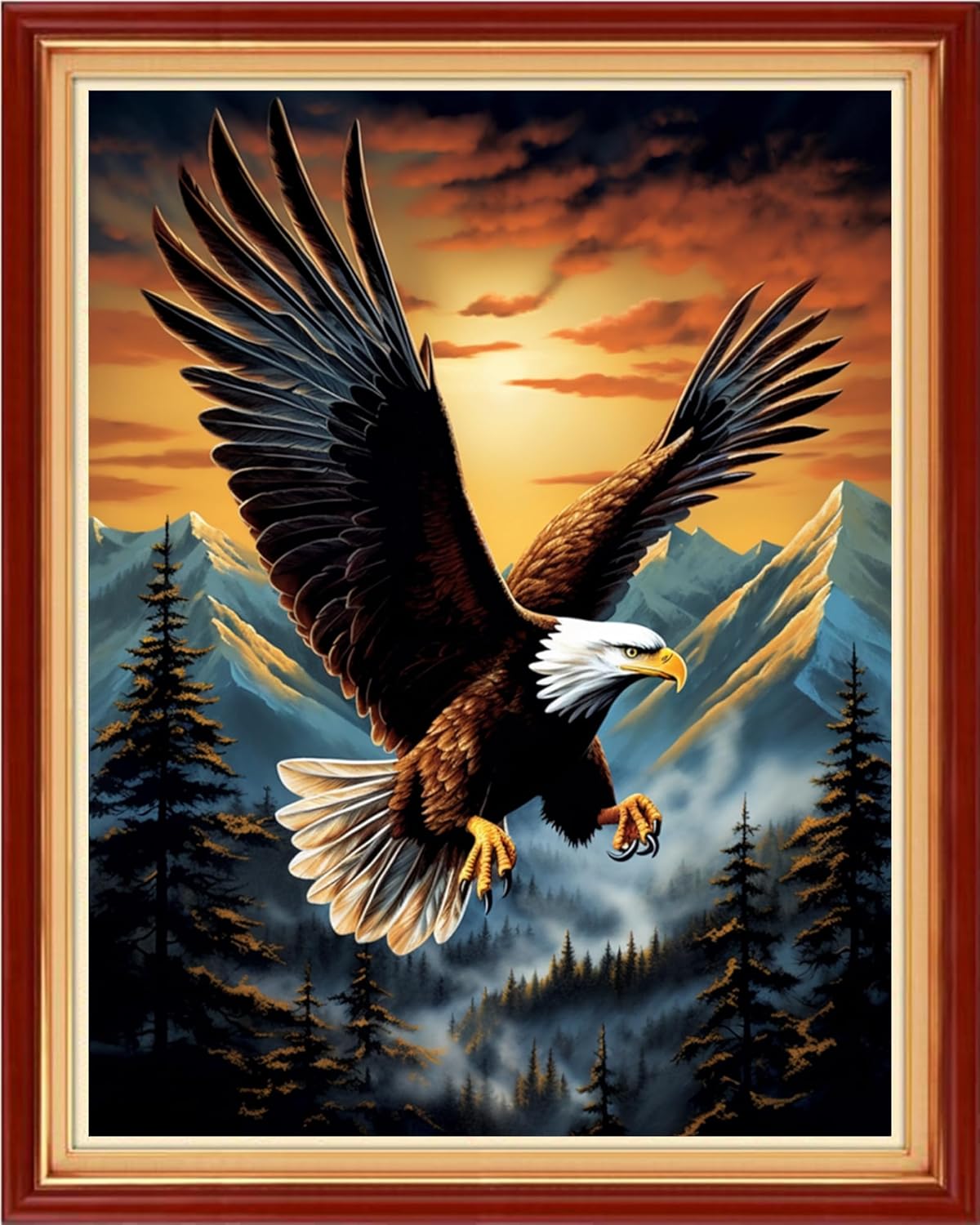 DMCVIVR Stamped Cross Stitch Kits for Adults Beginners Embroidery Kits 11CT Needlepoint Kits Cross Stitch Patterns Embroidery Patterns-Eagle Sunrise 16x20 inch