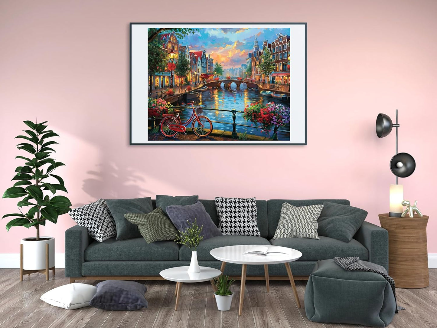 Moohue 14ct Counted Stamped Cross Stitch Kits for Adults City Printed Cross Stitch Patterns Art Crafts Cross Stitch Supplies (Beautiful City)