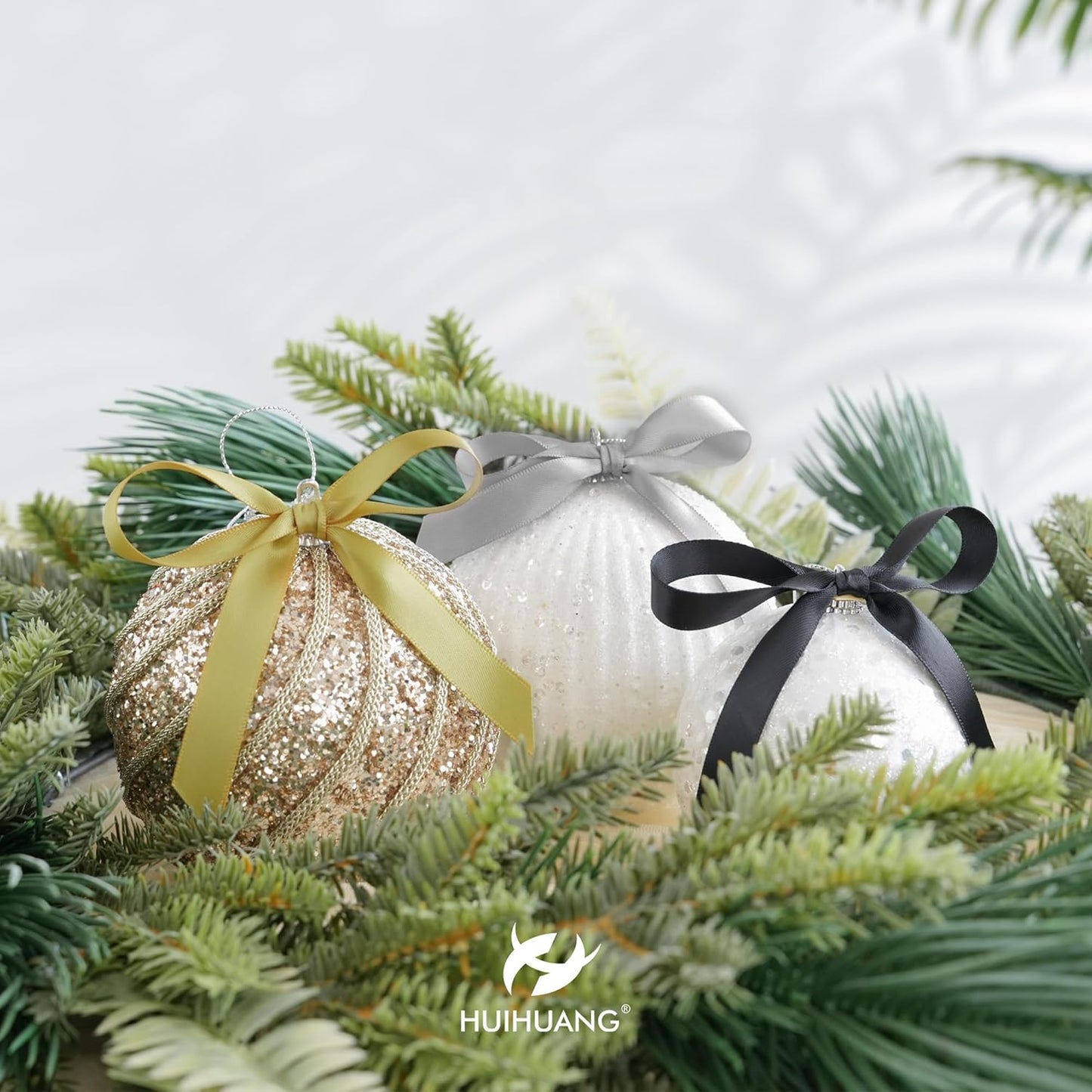 HUIHUANG Silver Ribbon 1/2 inch Continuous 50 Yards Silver Double-Faced Satin Ribbon for Gift Wrapping, Bows, DIY Crafts, Flower Bouquet, Wedding Decor, Christmas Holiday Decor