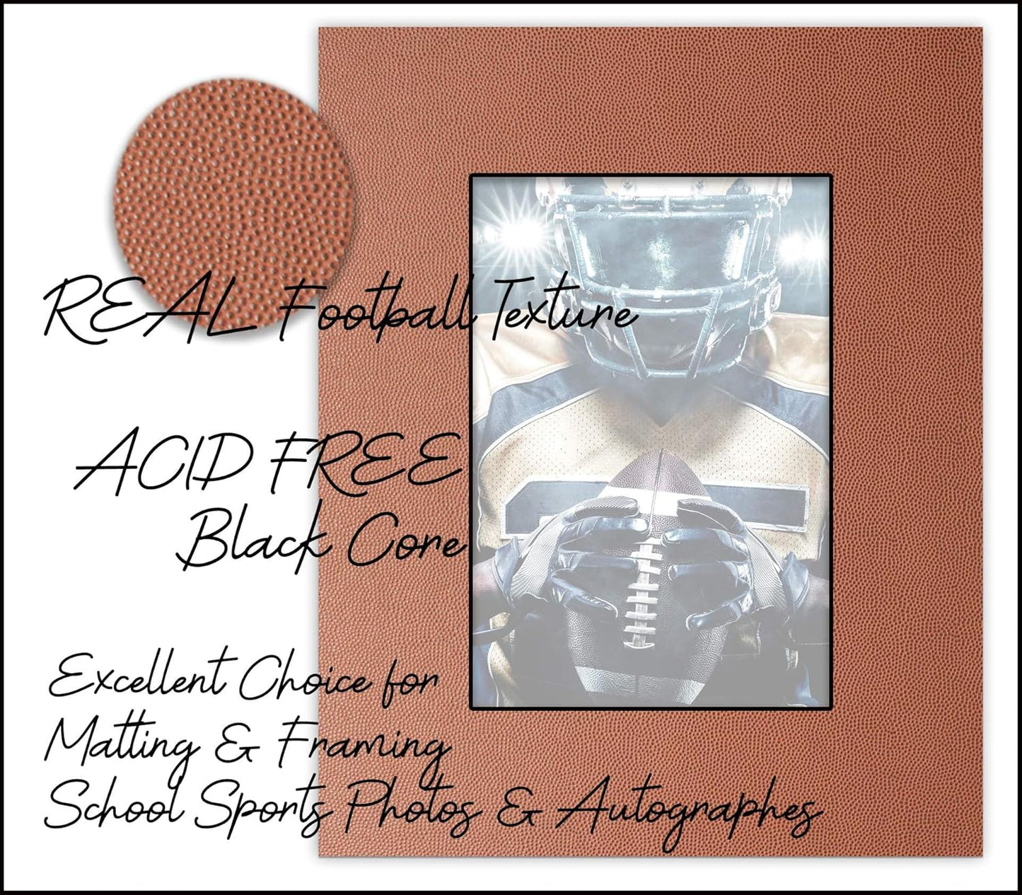 Poster Palooza 8x10 Mat Bevel Cut for 6x8 Photos - Acid Free Football Texture Precut Matboard - For Pictures, Photos, Framing - 4-ply Thickness
