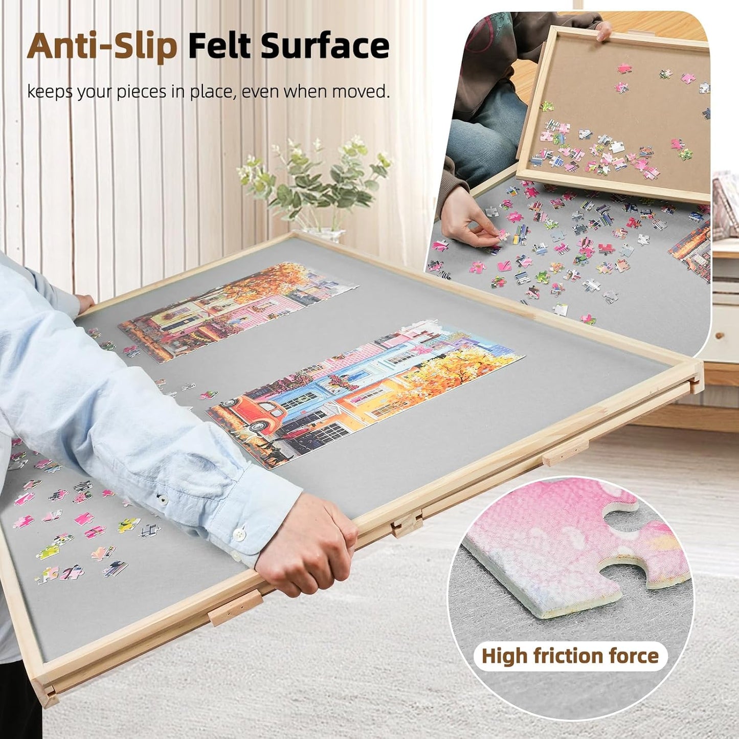 ALL4JIG 2000 Pieces Rotating Puzzle Board with 4 Drawers & Lazy Susan, 40.1" × 28.5" Wooden Jigsaw Puzzle Table with Cover, Portable Puzzle Board