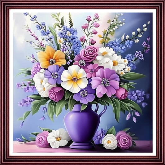 Redxing Stamped Cross Stitch Kits Full Range of Embroidery Starter Kits- Needlepoint Counted Cross Stitch Kits for Beginner Adults 11CT Printed Embroidery Kit-Colorful Flowers 18x18 inch