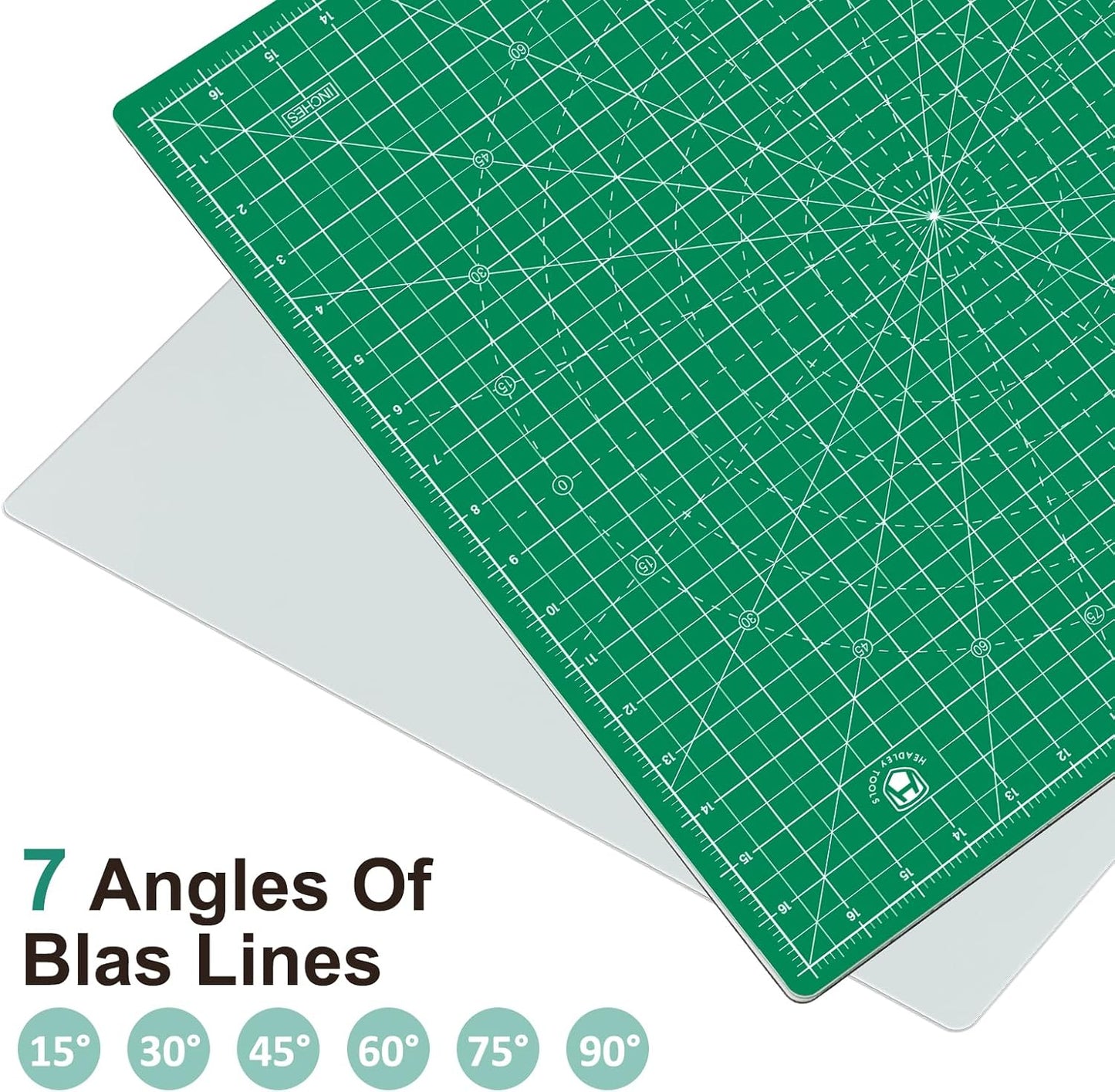 Headley Tools 17"x17" Rotating Cutting Mat, Self Healing Mat with 360-Degree Rotation & Anti-Slip Base, Sewing Board Cutting Mat Perfect for Fabric Quilting Leather Hobby Project, Green