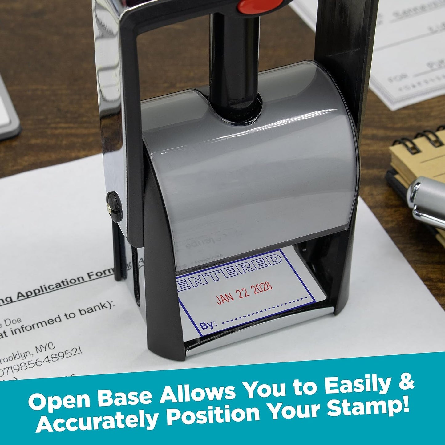 MaxMark Heavy Duty Self Inking Date Stamp with Phrase Emailed - 2 Color Blue/Red Ink