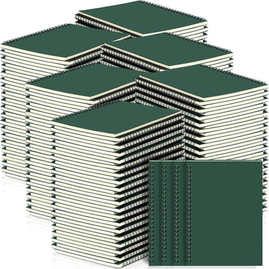 Yahenda 108 Pcs Spiral Notebook Bulk A5 Journal Lined 8.3'' x 5.5'' Writing Composition Paper Small Notepad Subject Notebook for Students Office Business Back to School Supplies (Deep Green)