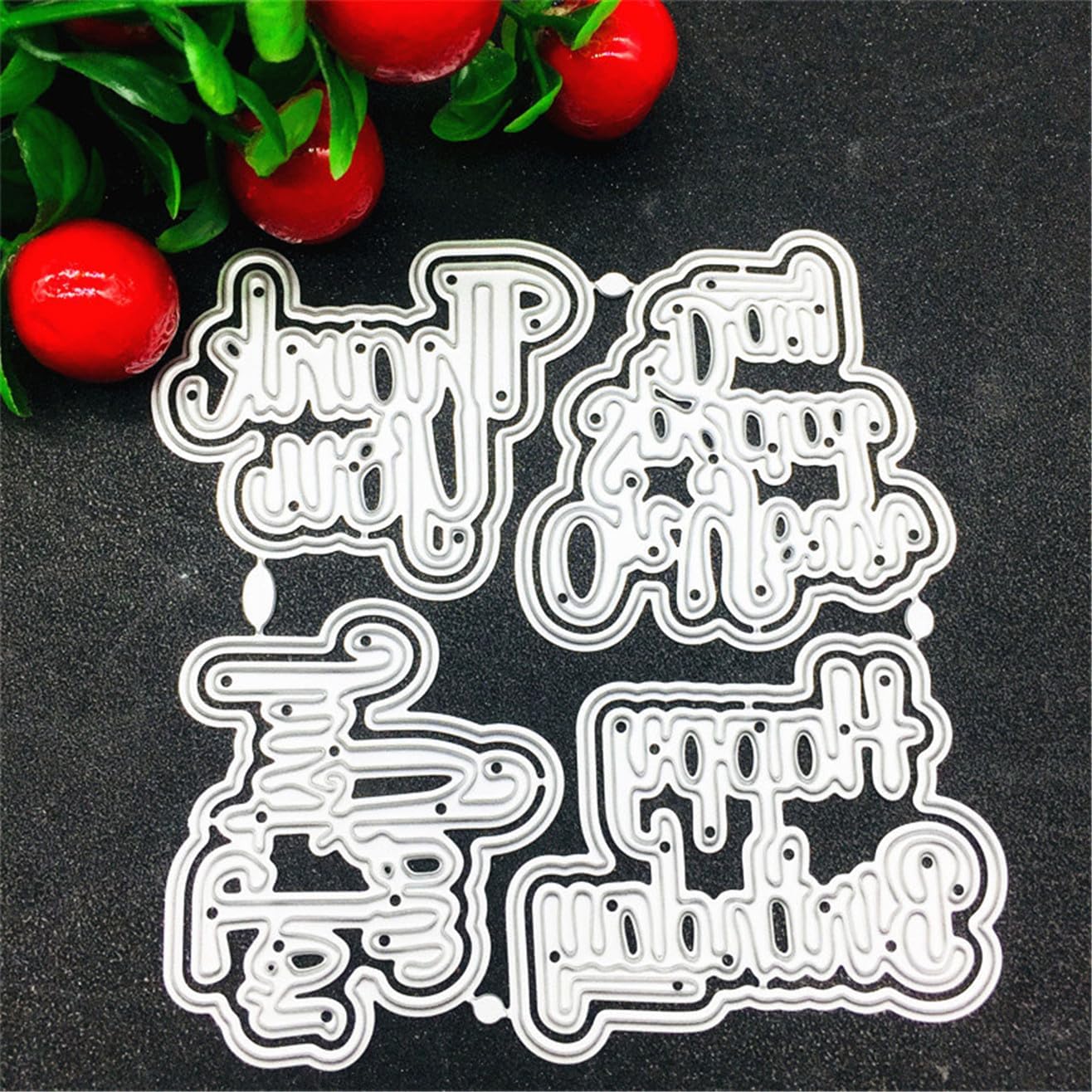 Cutting Dies Metal Stencils Scrapbooking Tools Happy Birthday Thankyou DIY Embossing Template for Paper Card Making Album Arts Crafts Supplies (English words-10.1x10.1cm)