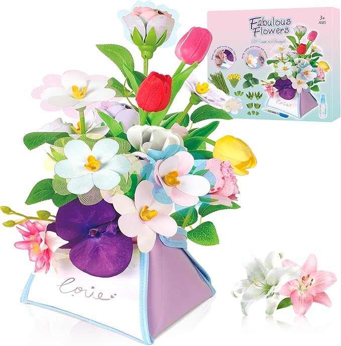 Fostro DIY Magic Floral & Flower Basket Bouquet Kit - Spray Color Changing Craft Toy for Kids Ages 6+, Creative STEM Gift for Girls & Boys to Create Their Own Magical Garden