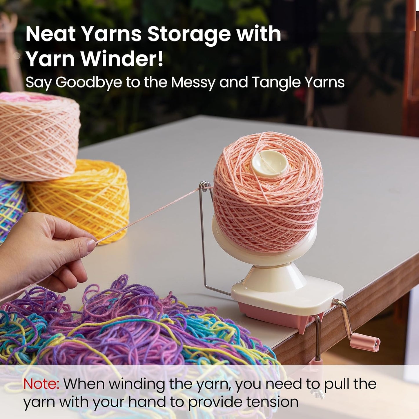 Yarn Winder, Ball Winder for Crocheting and Knitting, Ideal Gifts for Women's Day, Hand Operated Winder for Yarn Storage, Included Scissors and Storage Pouches