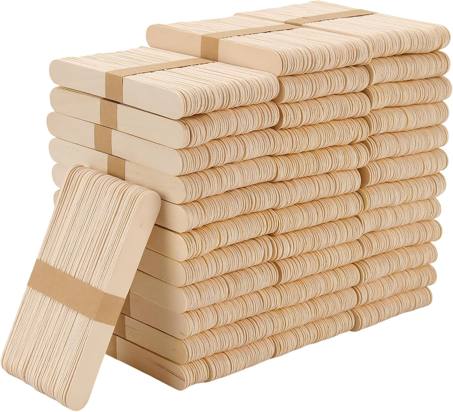 Wooden Craft Sticks, 6 Inch, 1800 Pieces, Jumbo Wood Ice Pop Sticks for Waxing, Stirring, Plant Labels, Ice Cream, Craft Project