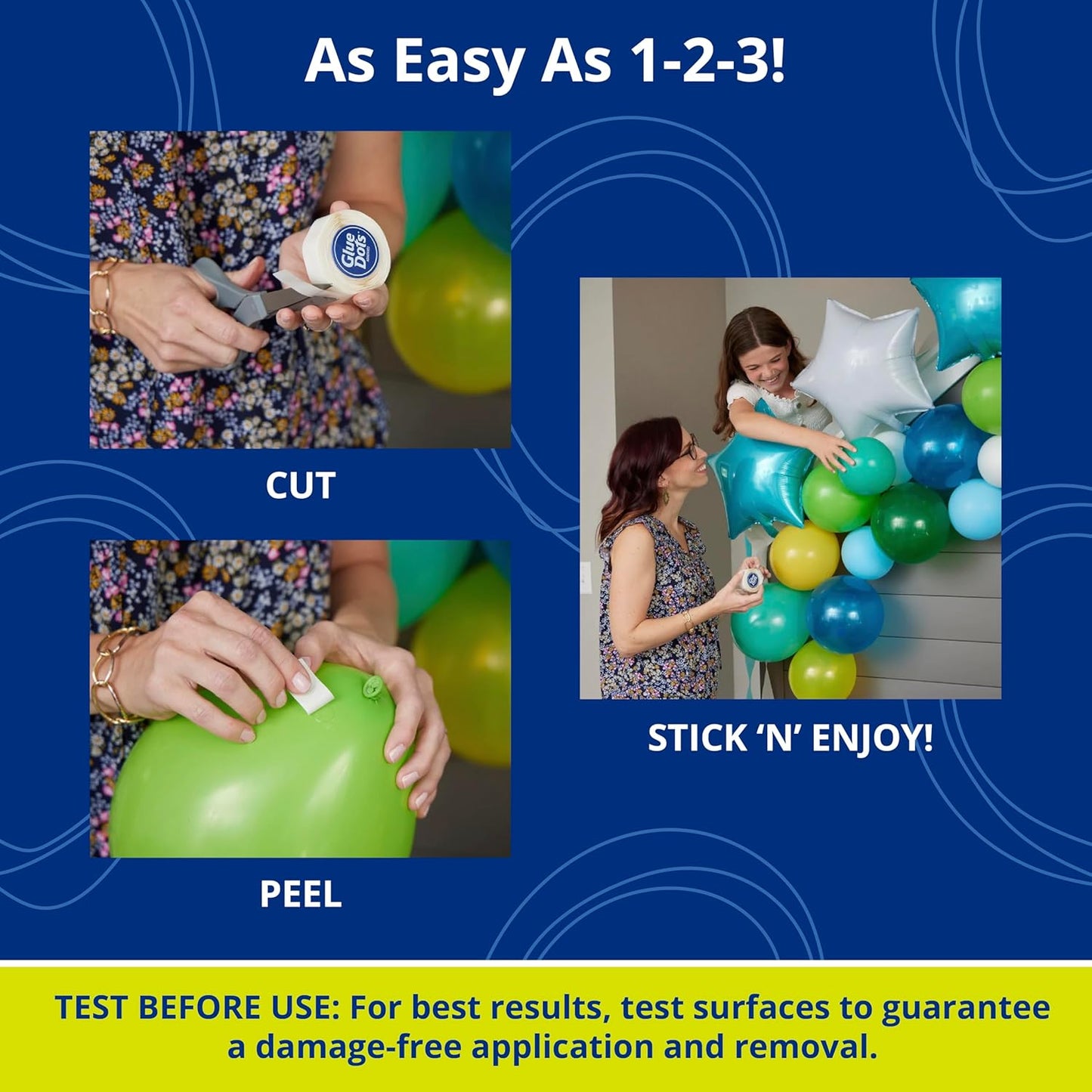 Glue Dots, Balloon Dots, Double-Sided, Permanent, 1/2", 300 Dots, DIY Balloon Arch Decoration, Glue Tape for Party Wedding Birthday, Glue Stick and Tape Alternative, Clear