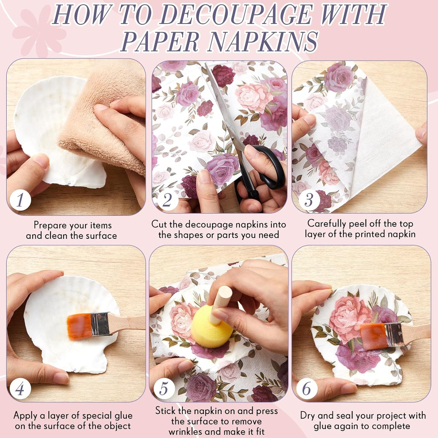 Crtiin 20 Pack Assorted Floral Napkins for Decoupage Toilet Napkins Flower Cocktail Decorative Paper for Birthday Party Beautiful Gorgeous, 20 Styles Each 6.5 inches(Style 8)