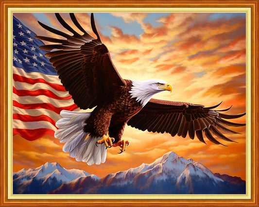 Joyhoor Cross Stitch Kits for Beginners Stamped Cross-Stitch Supplies Needlework preprint Embroidery Kits for Adults DIY Needlepoint Kits Embroidery Patterns 11CT-Flag Eagle 16x20 inchs