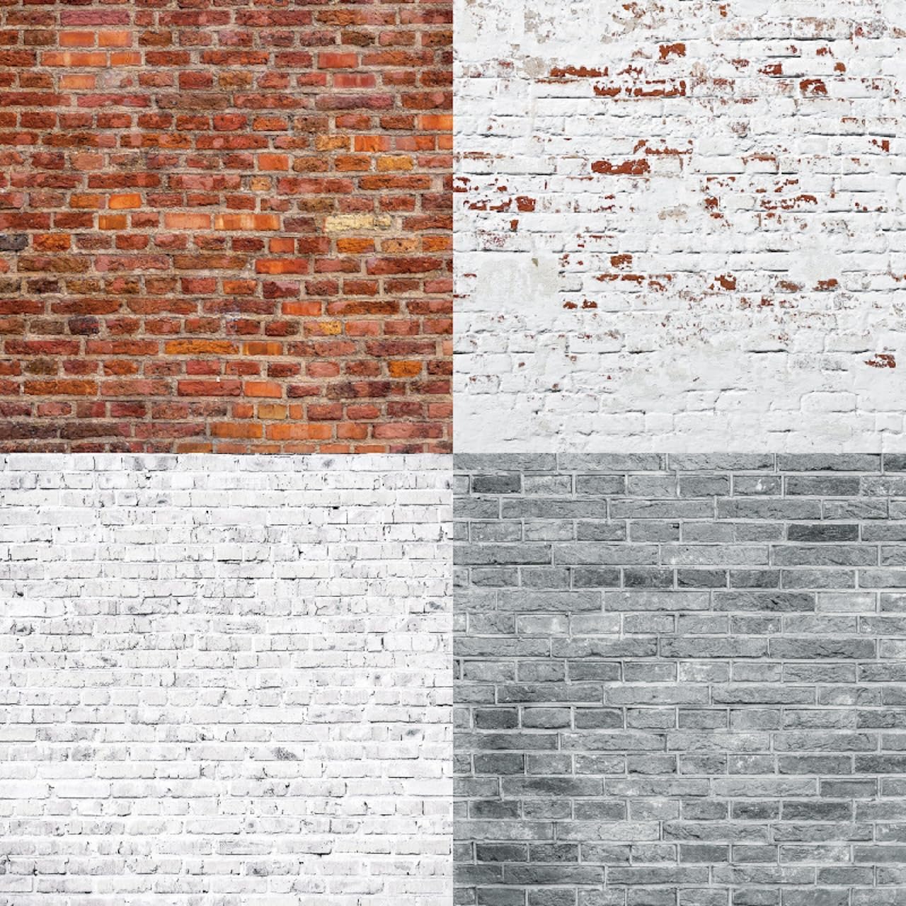 6x6 Brick Wall Texture Scrapbook Paper Pad | 24 Sheets (12 Designs) 160gsm Cardstock | Realistic Red, Whitewashed & Gray Brick Patterns for Dioramas, Dollhouses, Junk Journals & Crafts