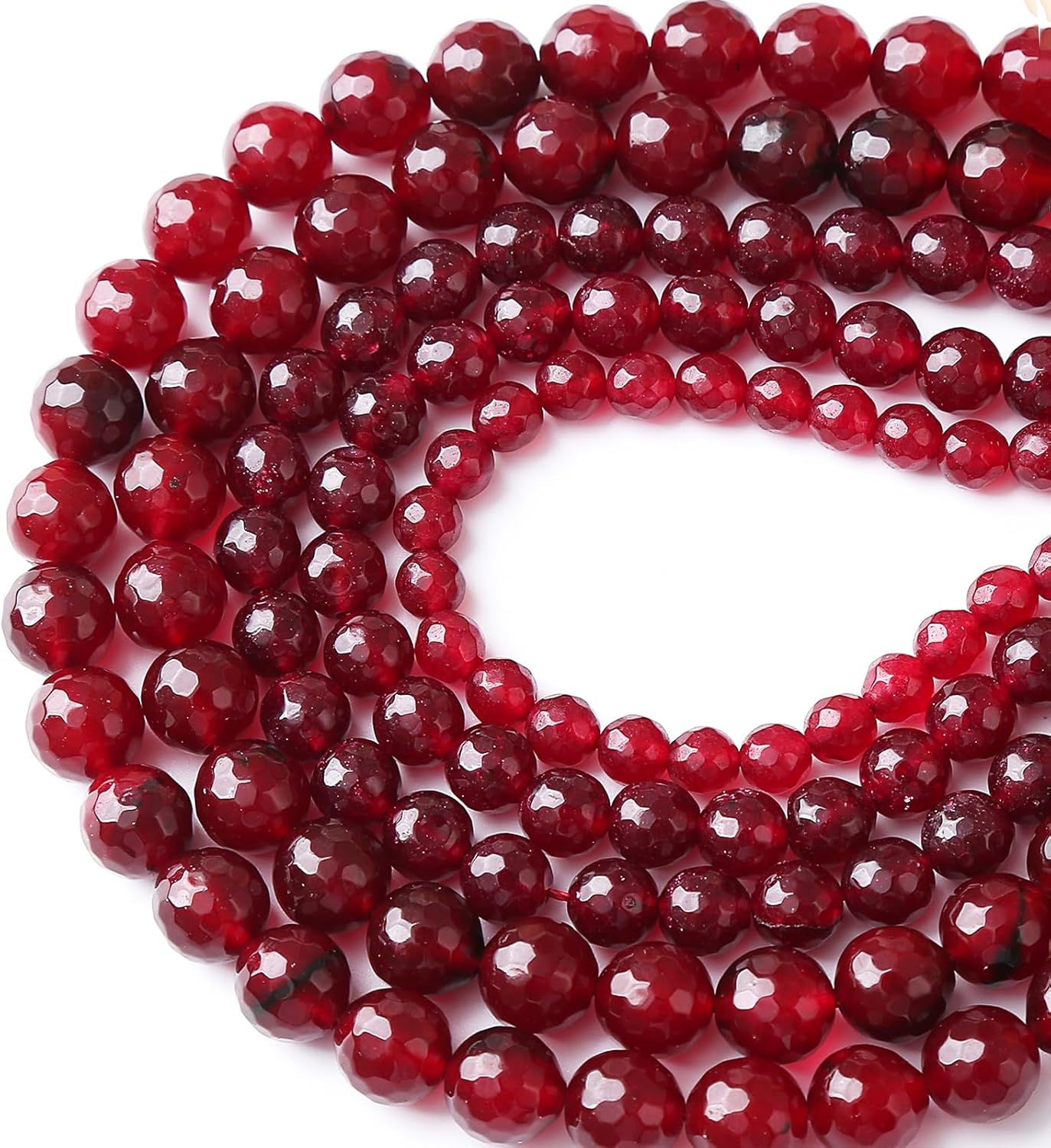 32pcs 12mm Faceted Red Jade Gemstone Beads Natural Stone Round Loose Spacer Beads for Jewelry Making DIY Bracelet Necklace 1 Strand 15inch