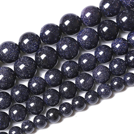 120PCS 6mm Blue Sandstone Gemstone Beads Beads Natural Stone Round Loose Beads for Jewelry Making DIY Bracelet Necklace 32" 2 Strands