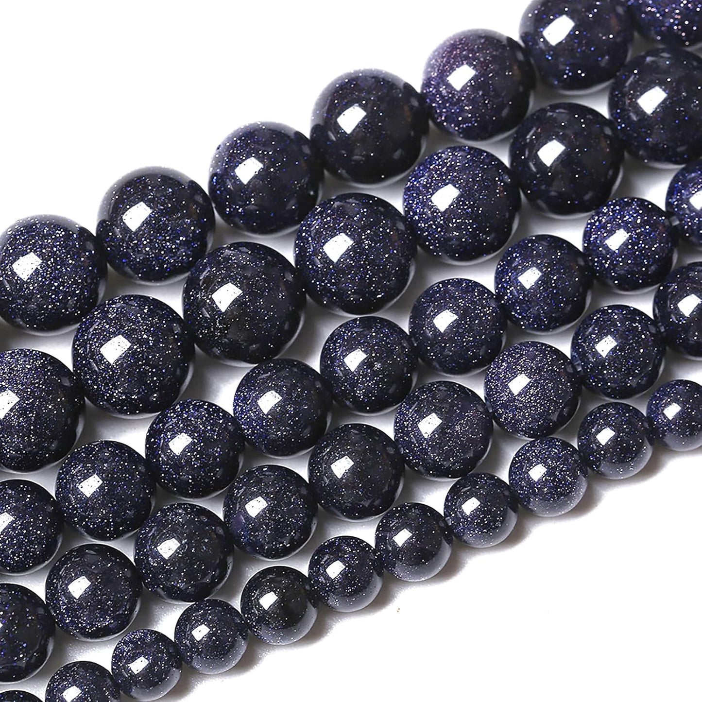 180PCS 4mm Blue Sandstone Gemstone Beads Beads Natural Stone Round Loose Beads for Jewelry Making DIY Bracelet Necklace 32" 2 Strands