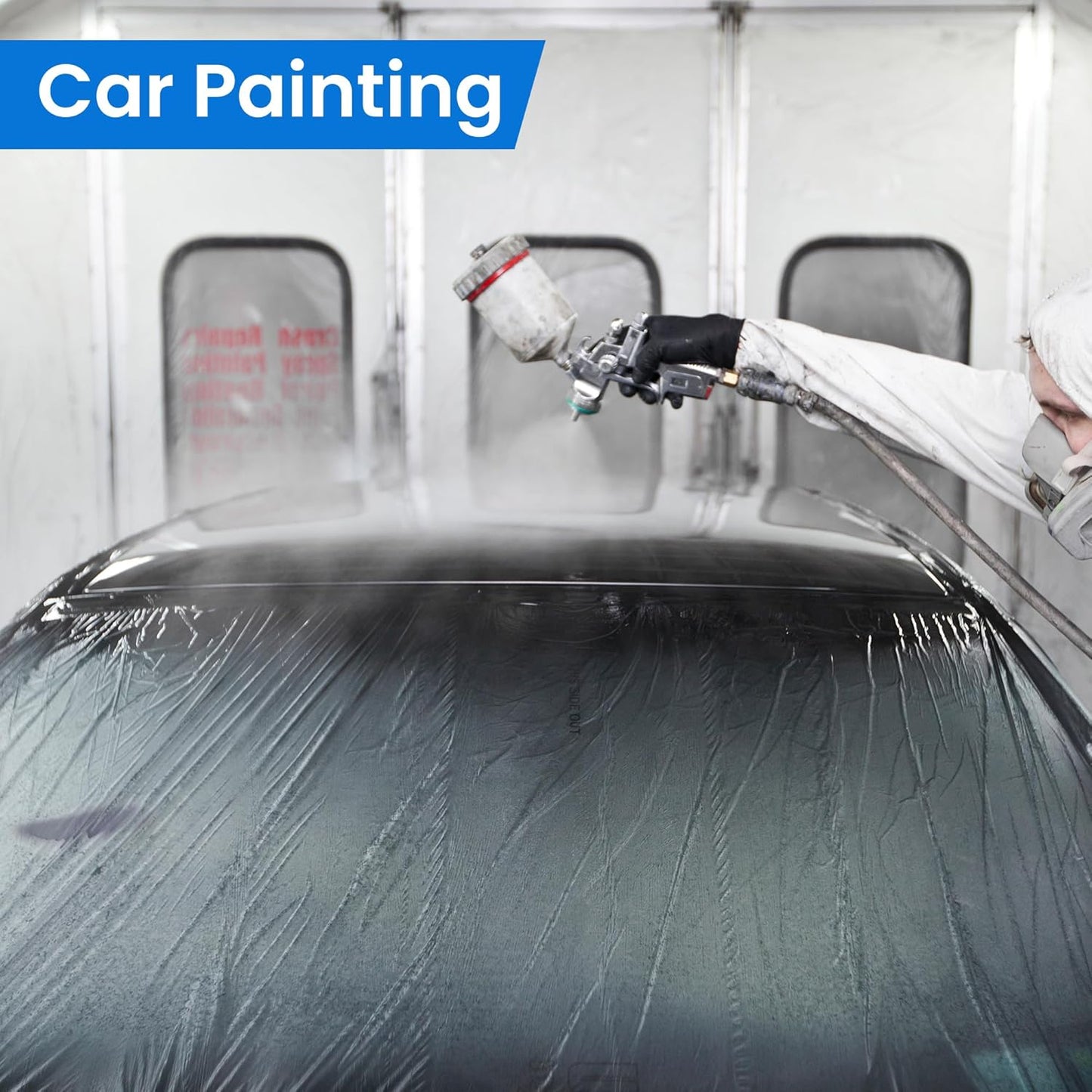 TAPEBEAR Pre-Taped Masking Film 22inch x 65feet(550mmx 20m), Plastic Cover for Painting, Tape and Drape, Plastic Sheeting for Automotive, Floor, Appliance and Furniture, 3Rolls