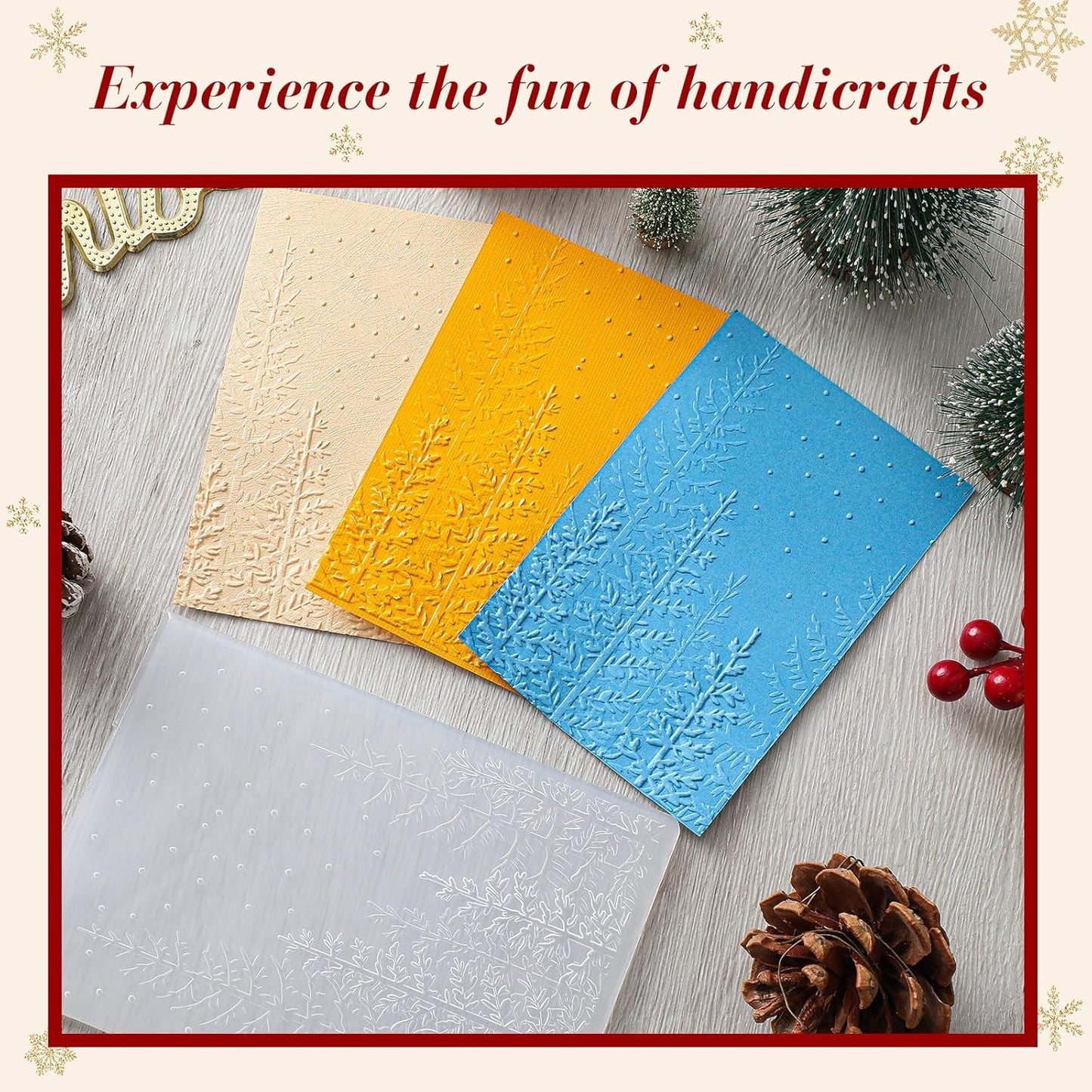 Geiserailie 1 Pcs Embossing Folders Embossing Machine Template Paper Card Folders for Christmas Card Making DIY Flower Scrapbook Photo Album Craft Decoration 5.9 x 4.1 Inch (Christmas Tree Style)