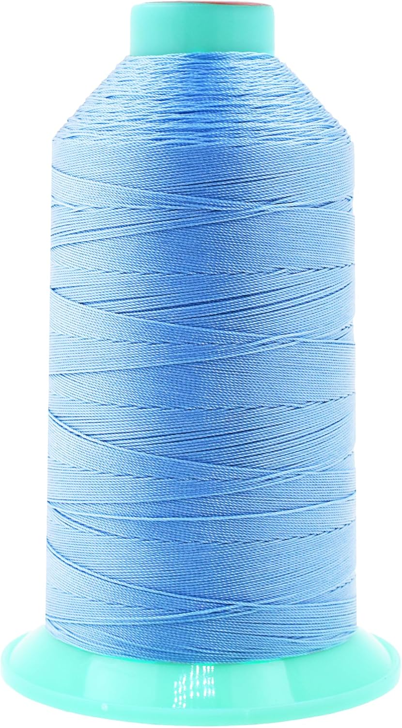 Mandala Crafts Bonded Nylon Thread Light Blue Heavy Duty Sewing Threads - 1250 YDs Size 138 420D T135 Tex 135 Thread for Leather Jeans Weaving Outdoor Marine Upholstery Threads